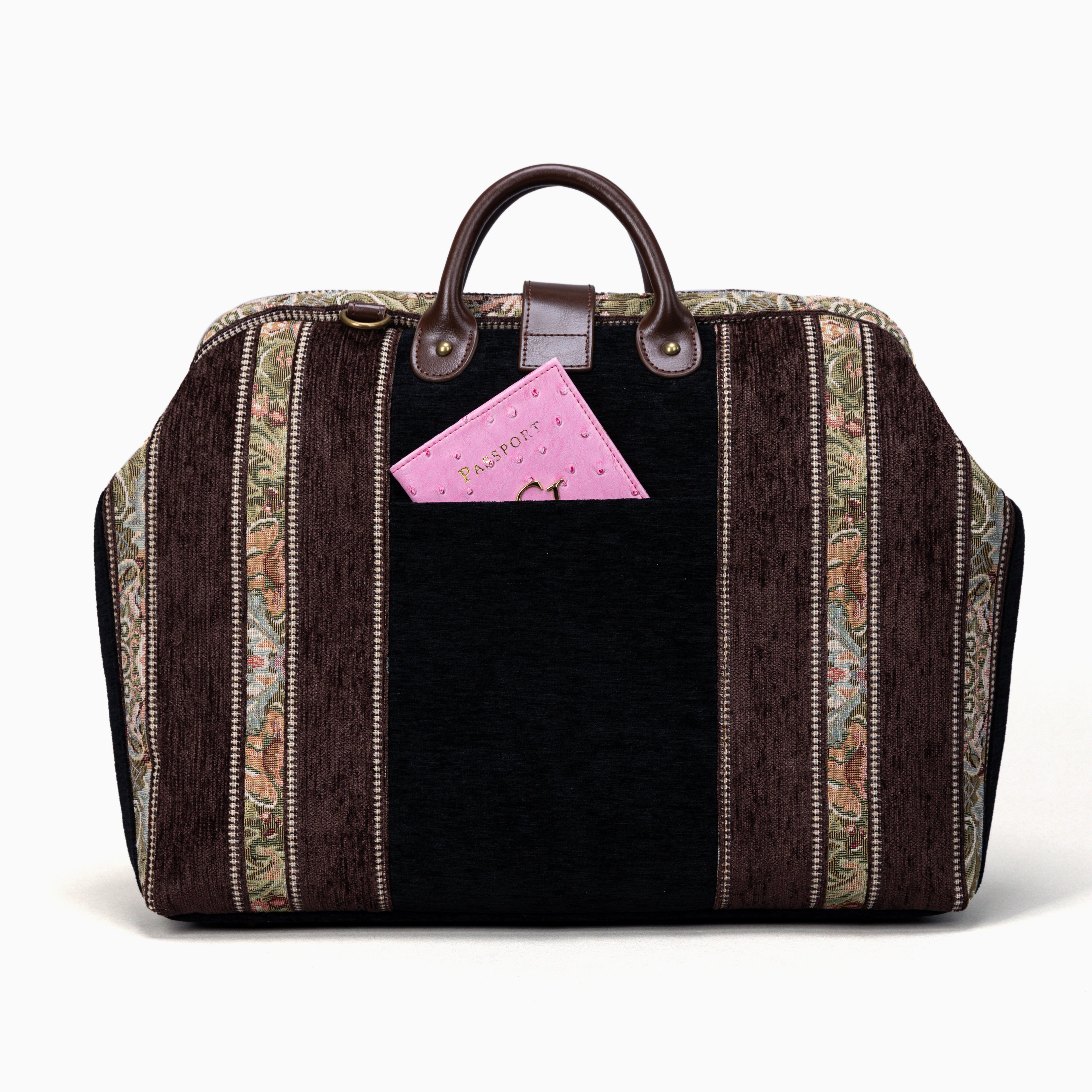 Floral Stripes Brown Work Bag