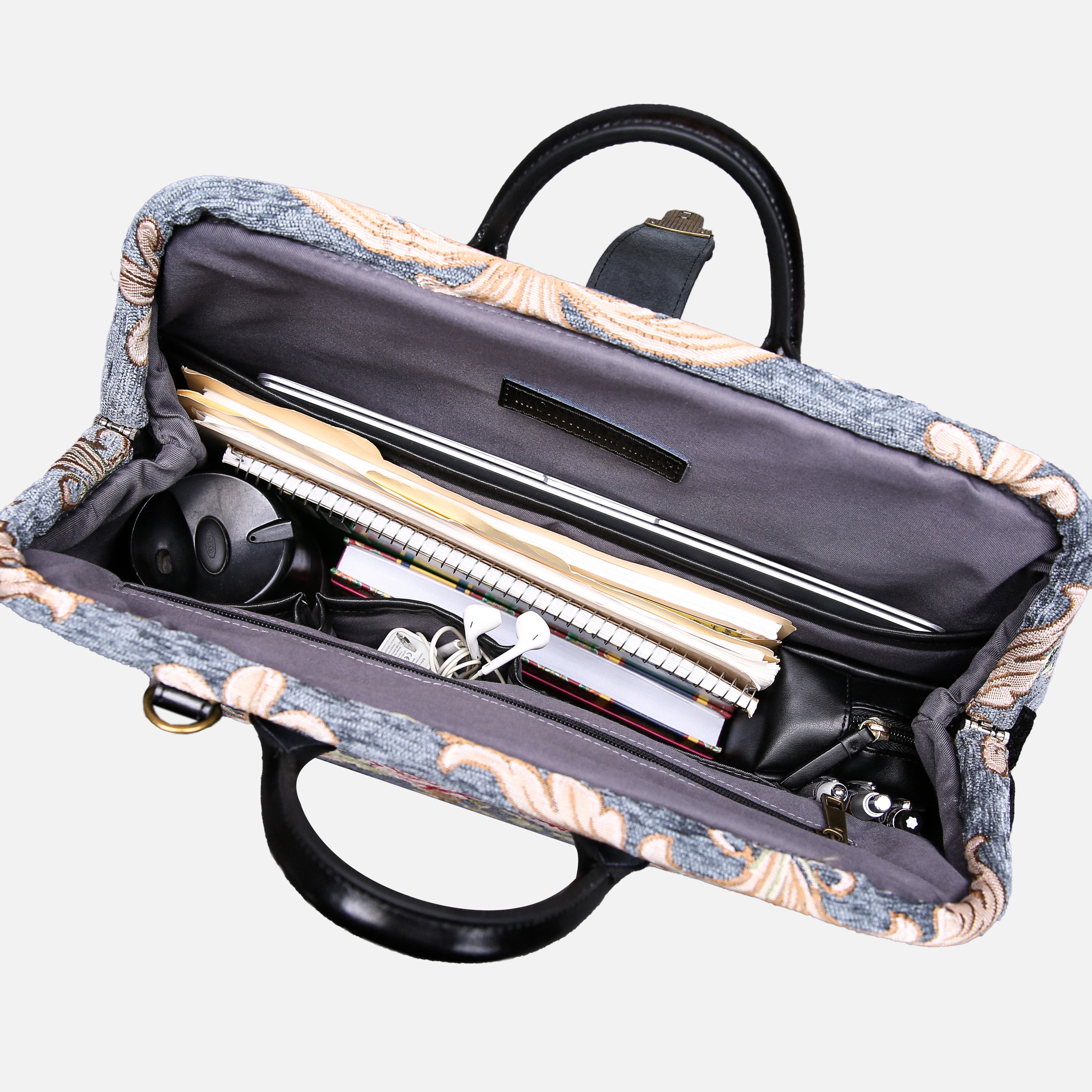 Baroque Garden Grey carpet bag MCW Handmade-4