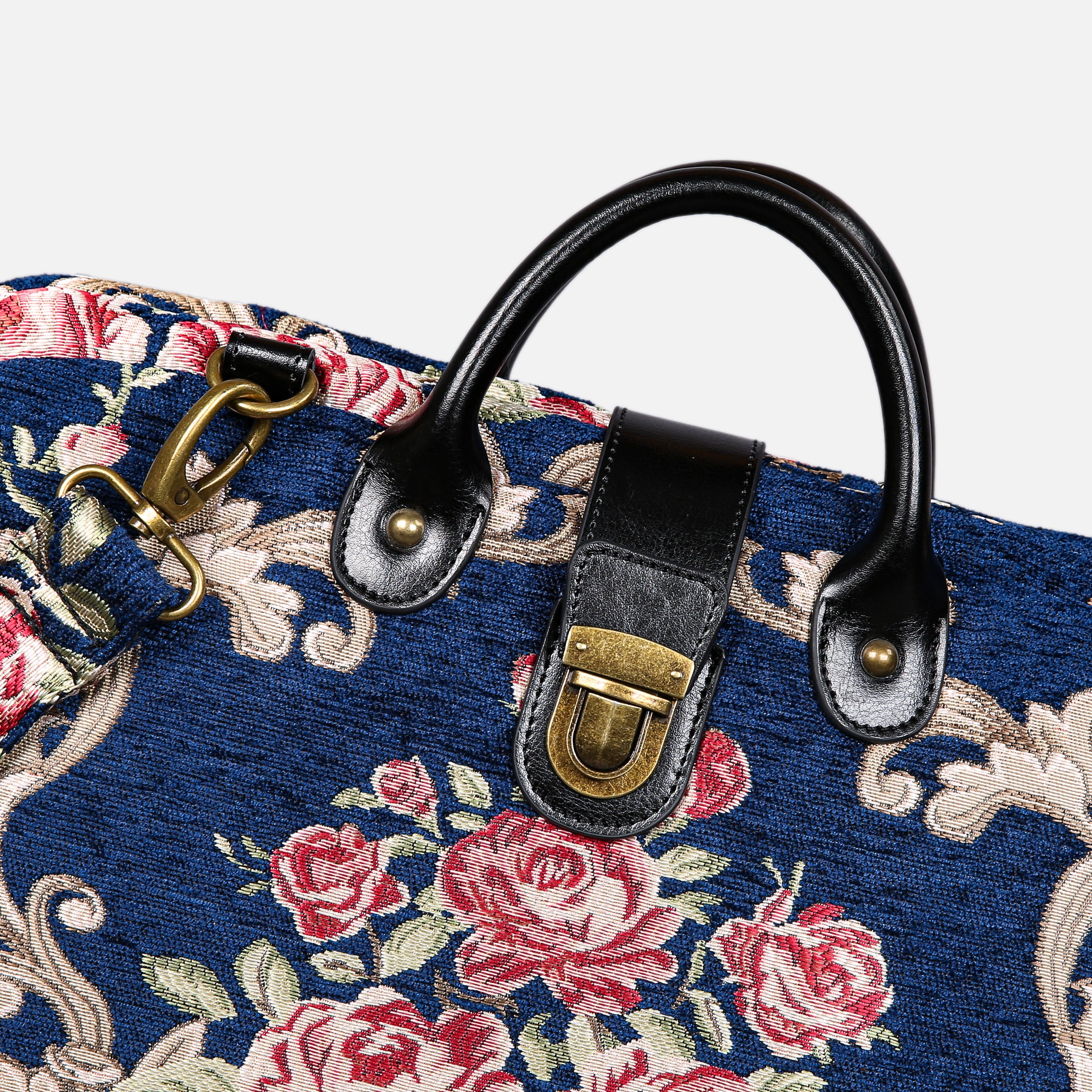 Luxury Damask Blue Laptop Work Bag carpet bag MCW Handmade-7