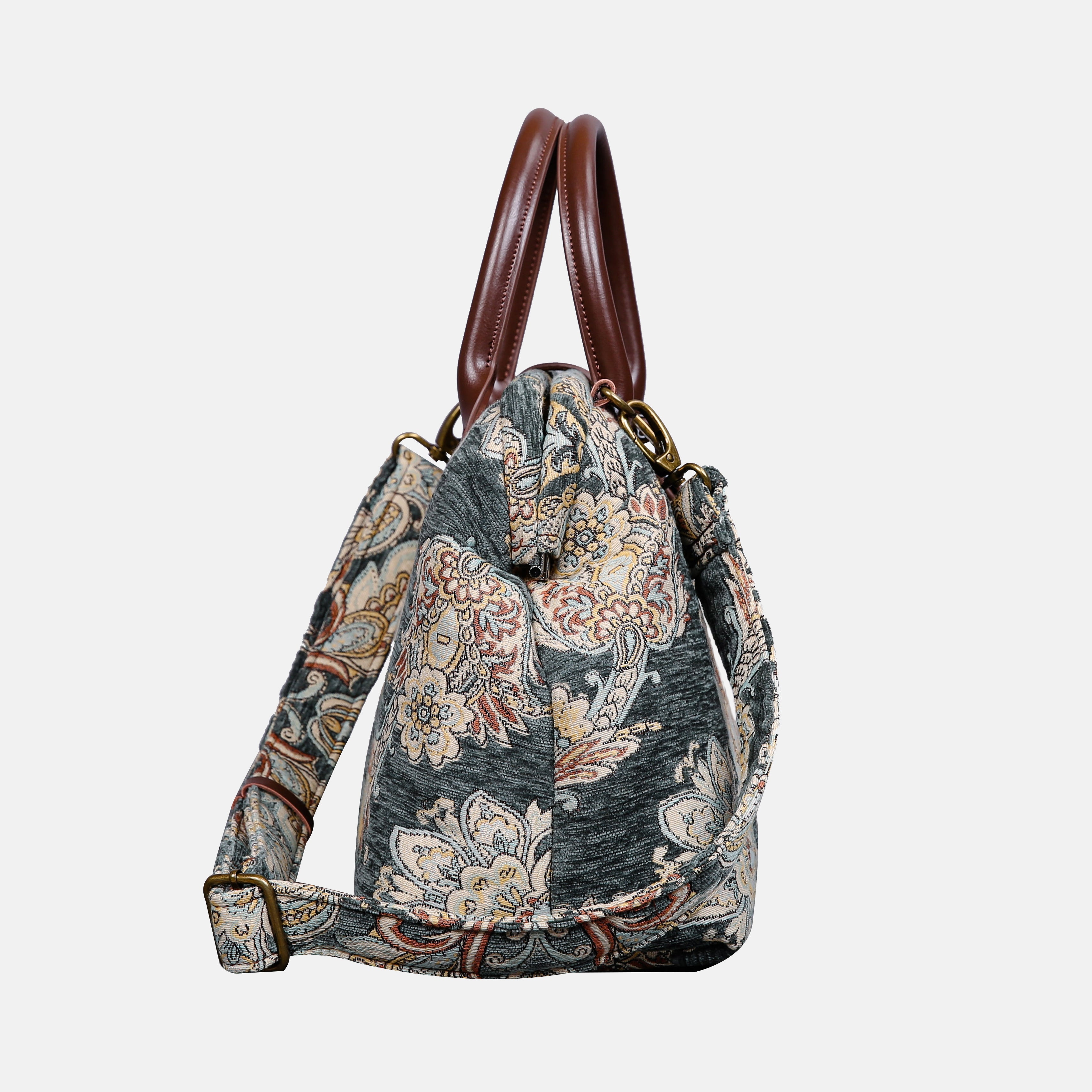 Damask Perylene Green Carpet Handbag Purse carpet bag MCW Handmade-2