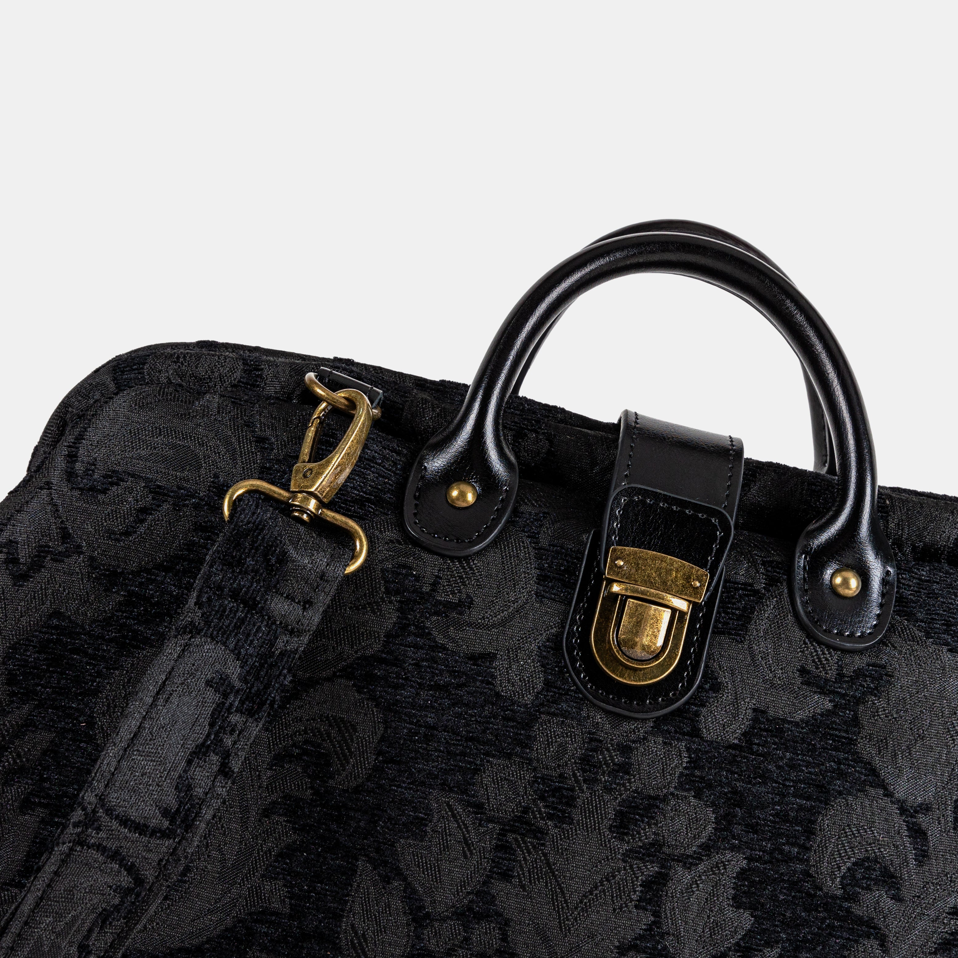 Victorian Blossom Black/Black Laptop Work Bag detail