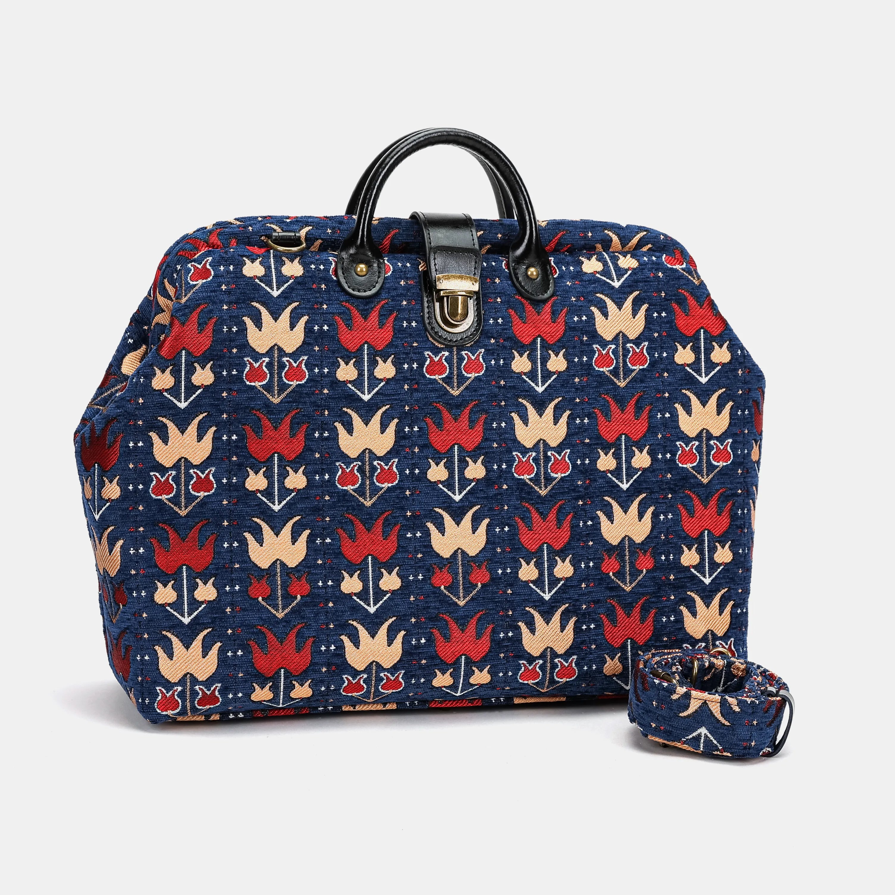 Poppy Bloom Carpetbag of America with shoulder strap