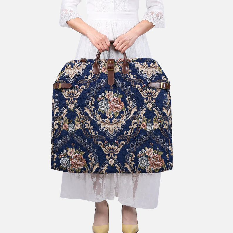 Floral Blue Carpet Garment Bag carpet bag MCW Handmade-1