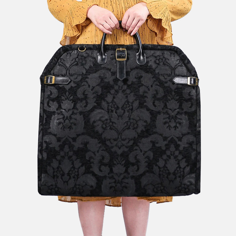 Victorian Blossom BLK/BLK Carpet Garment Bag carpet bag MCW Handmade-1