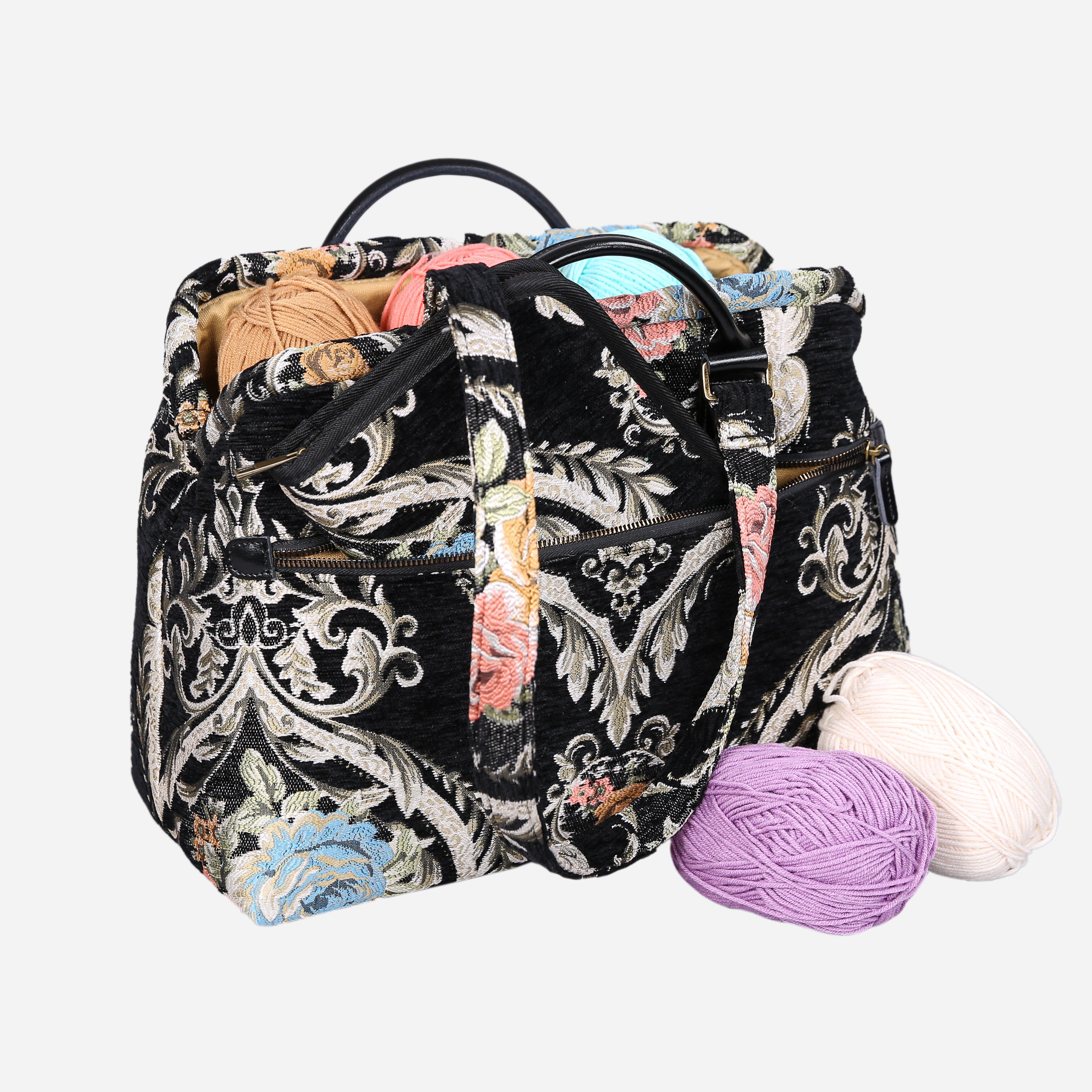 Eternal Elegance Black Knitting Project Bag MCW Handmade-3