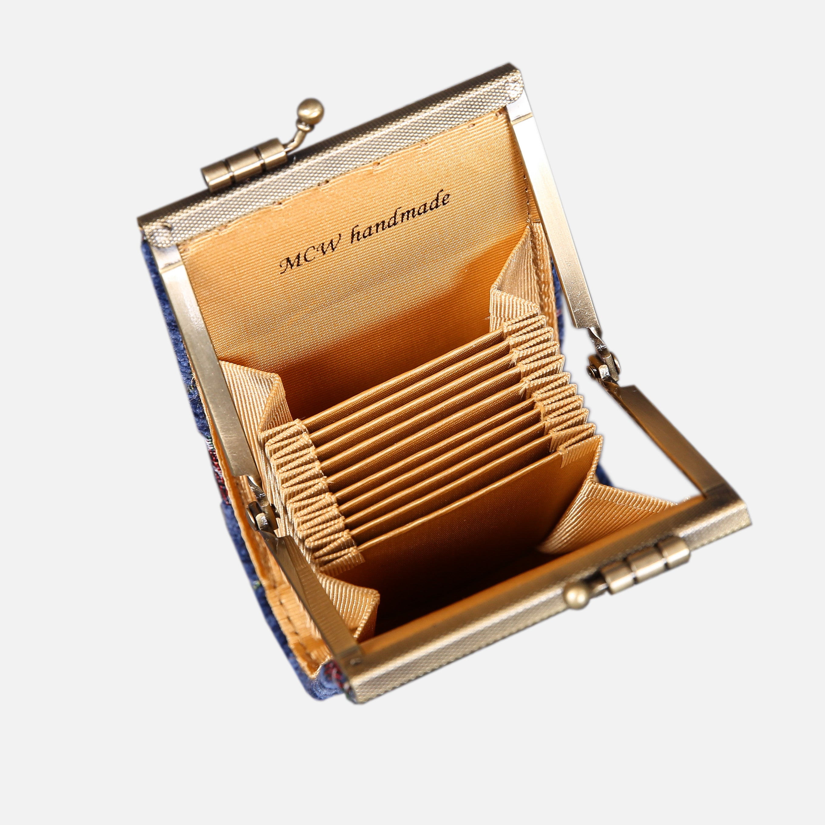 Climbing Rose Blue Card Wallet MCW Handmade-6