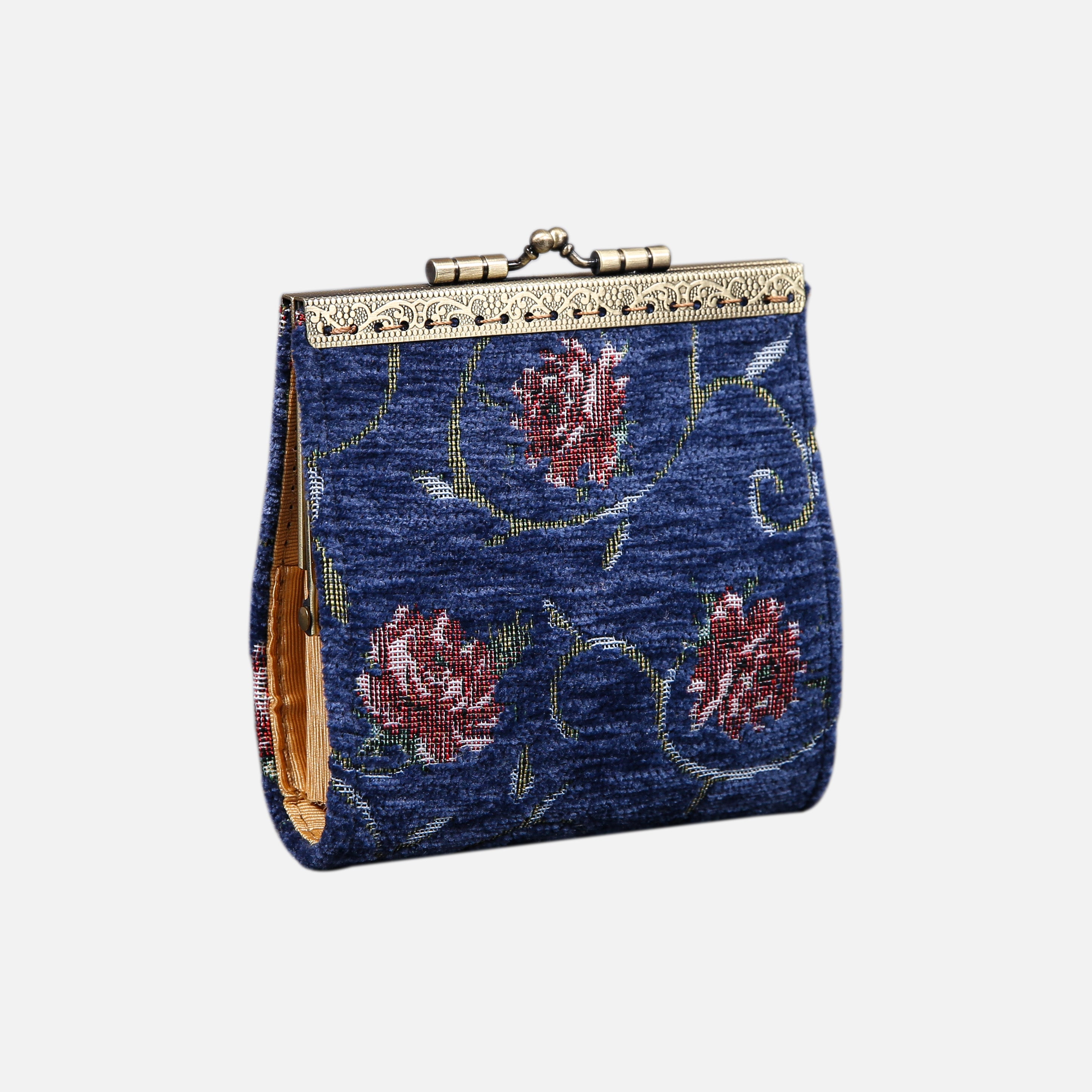 Climbing Rose Blue Card Wallet MCW Handmade-2