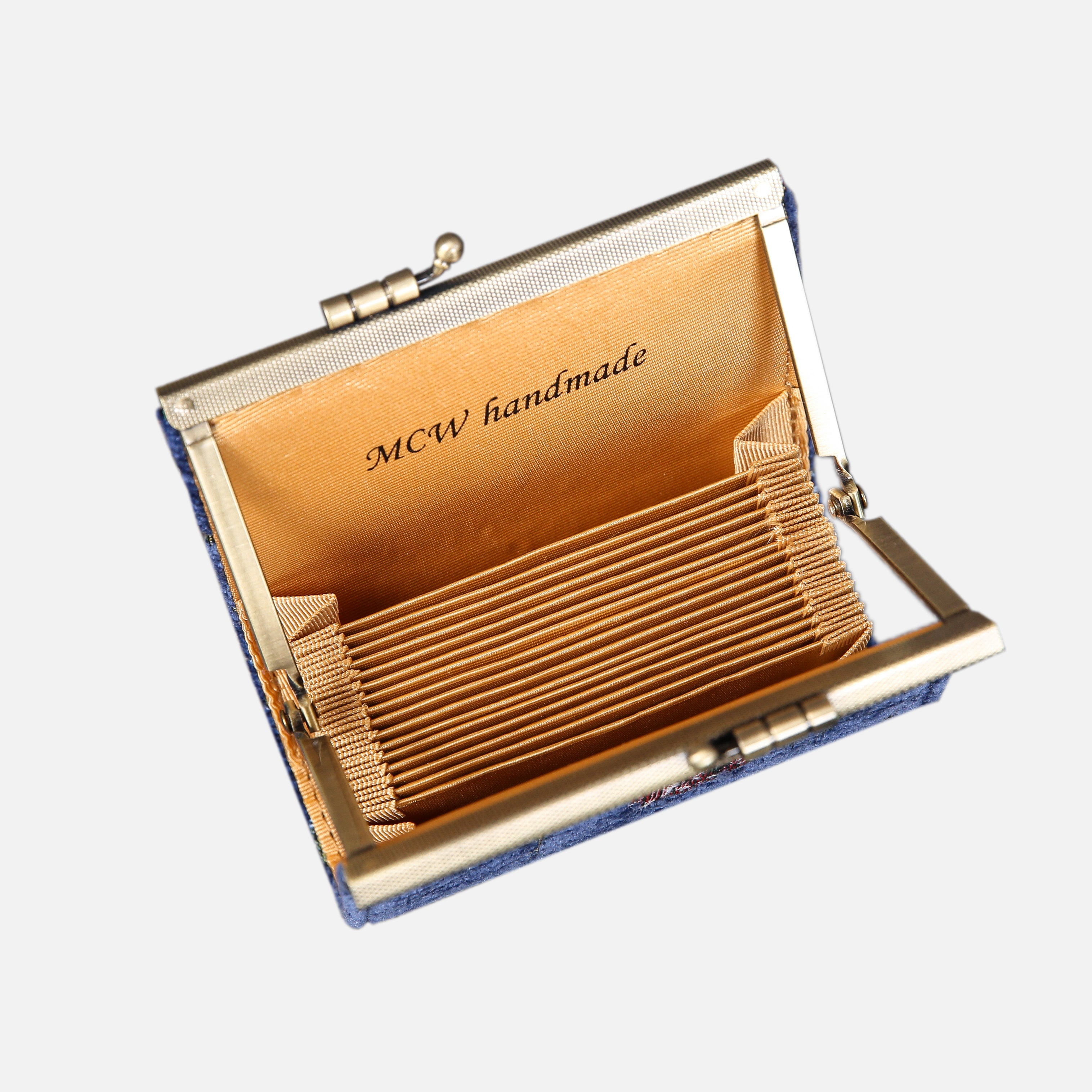 Climbing Rose Blue Card Wallet MCW Handmade-3