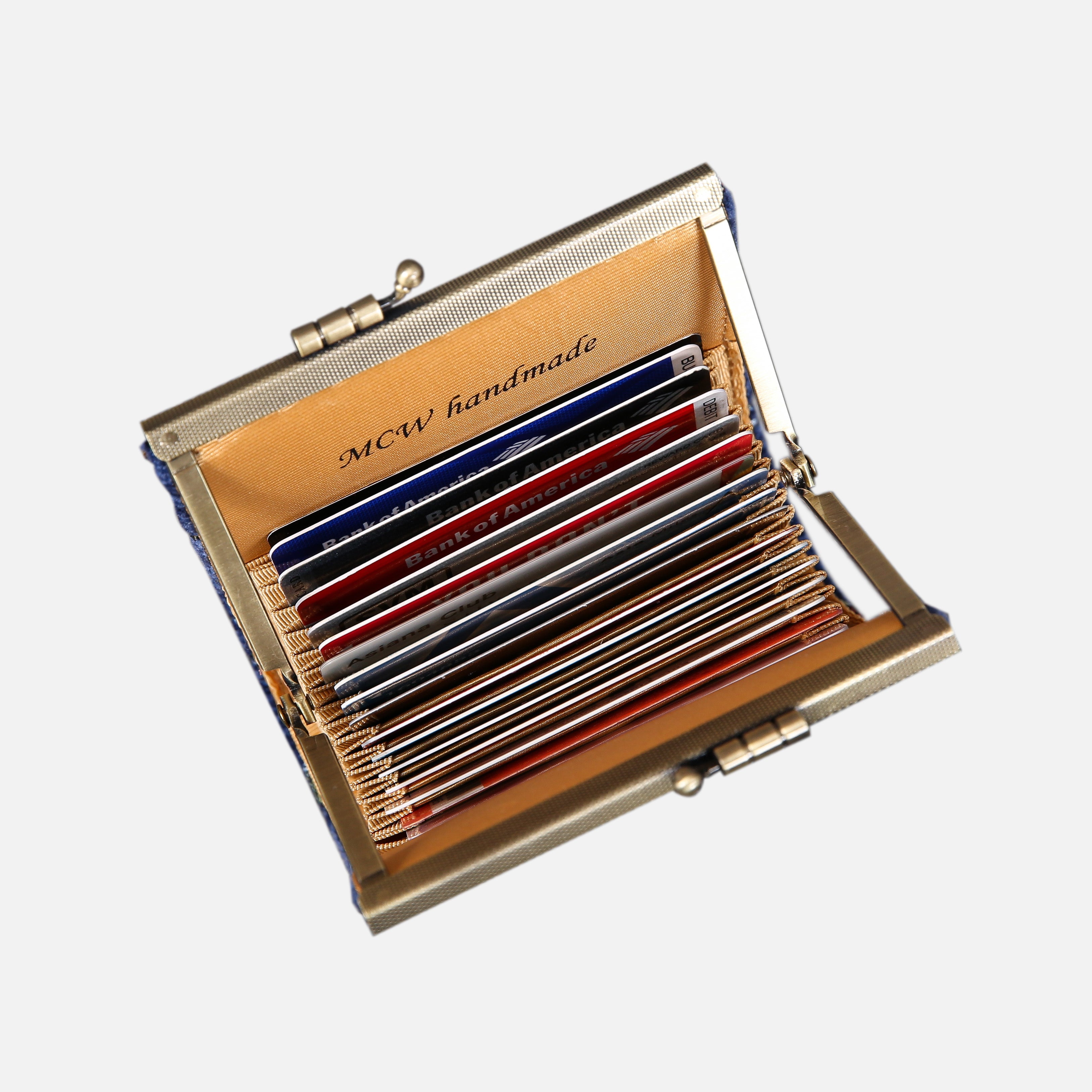 Climbing Rose Blue Card Wallet MCW Handmade-4