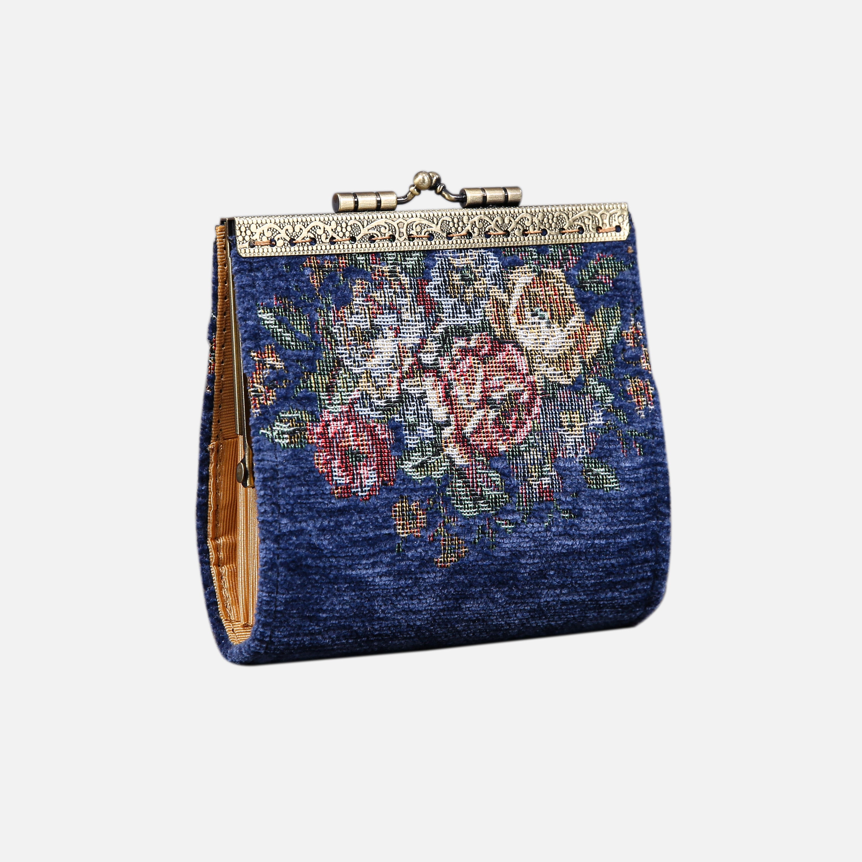 Rose Bouquet Blue Card Wallet MCW Handmade-1