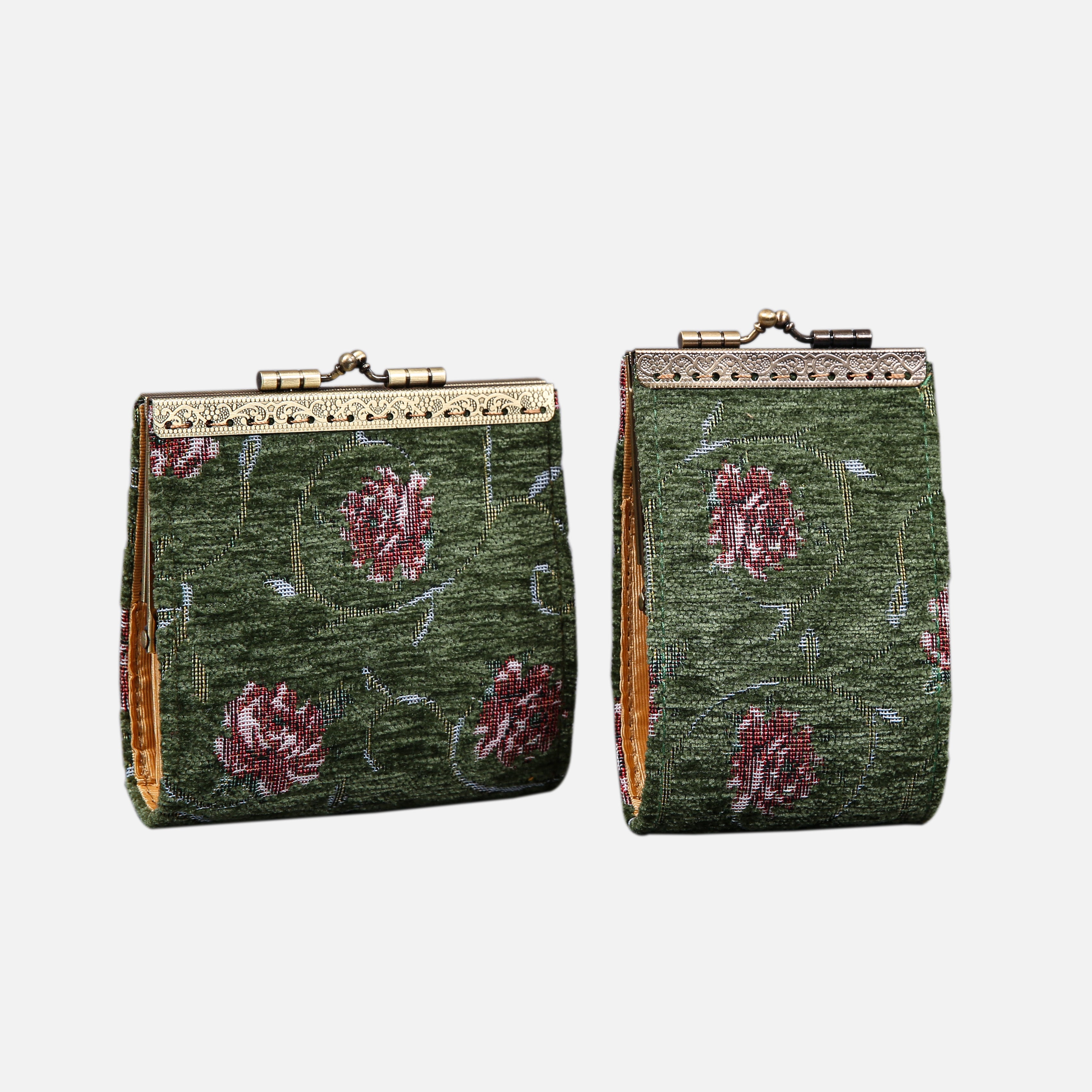 Climbing Rose Green Card Wallet  MCW Handmade