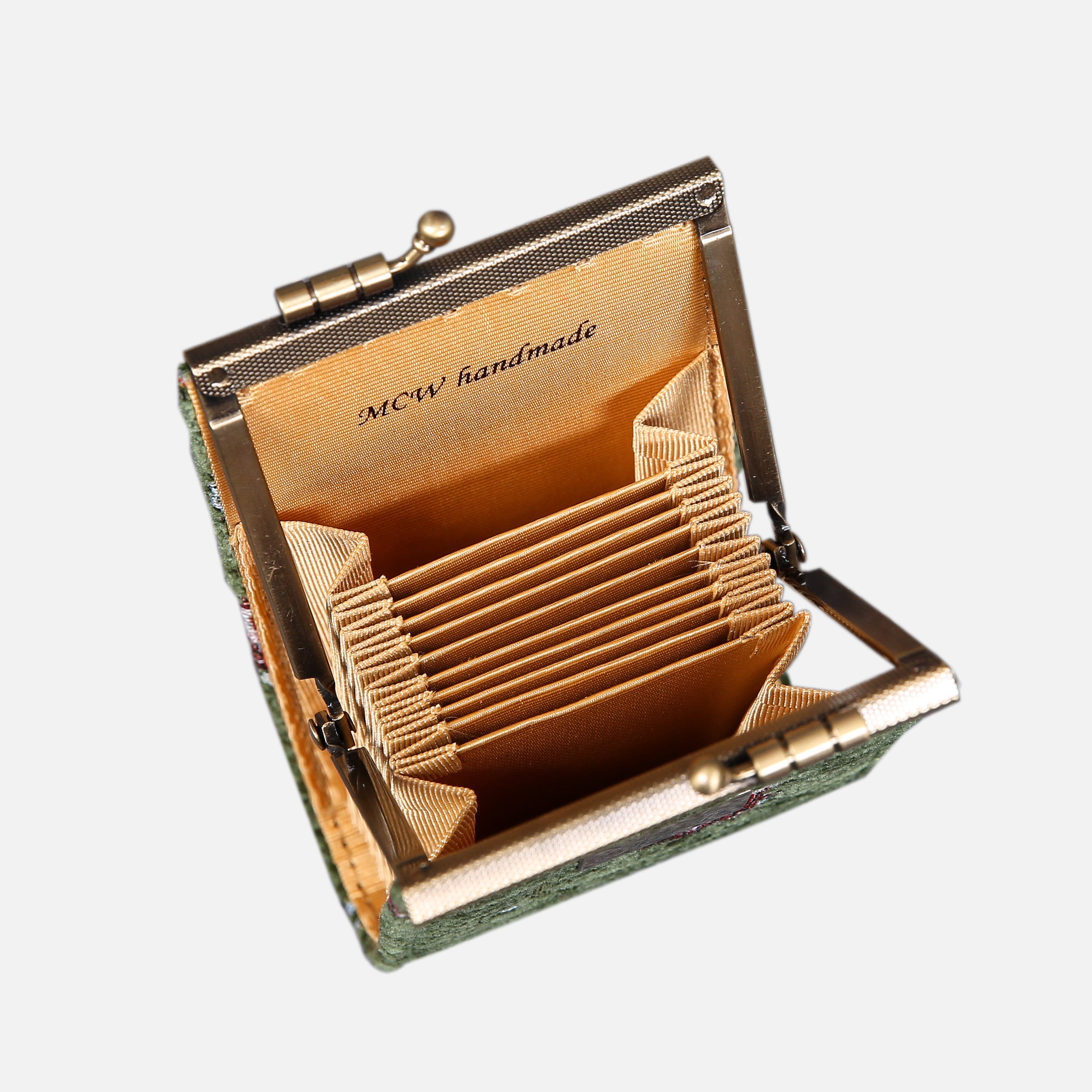 Climbing Rose Green Card Wallet MCW Handmade-5