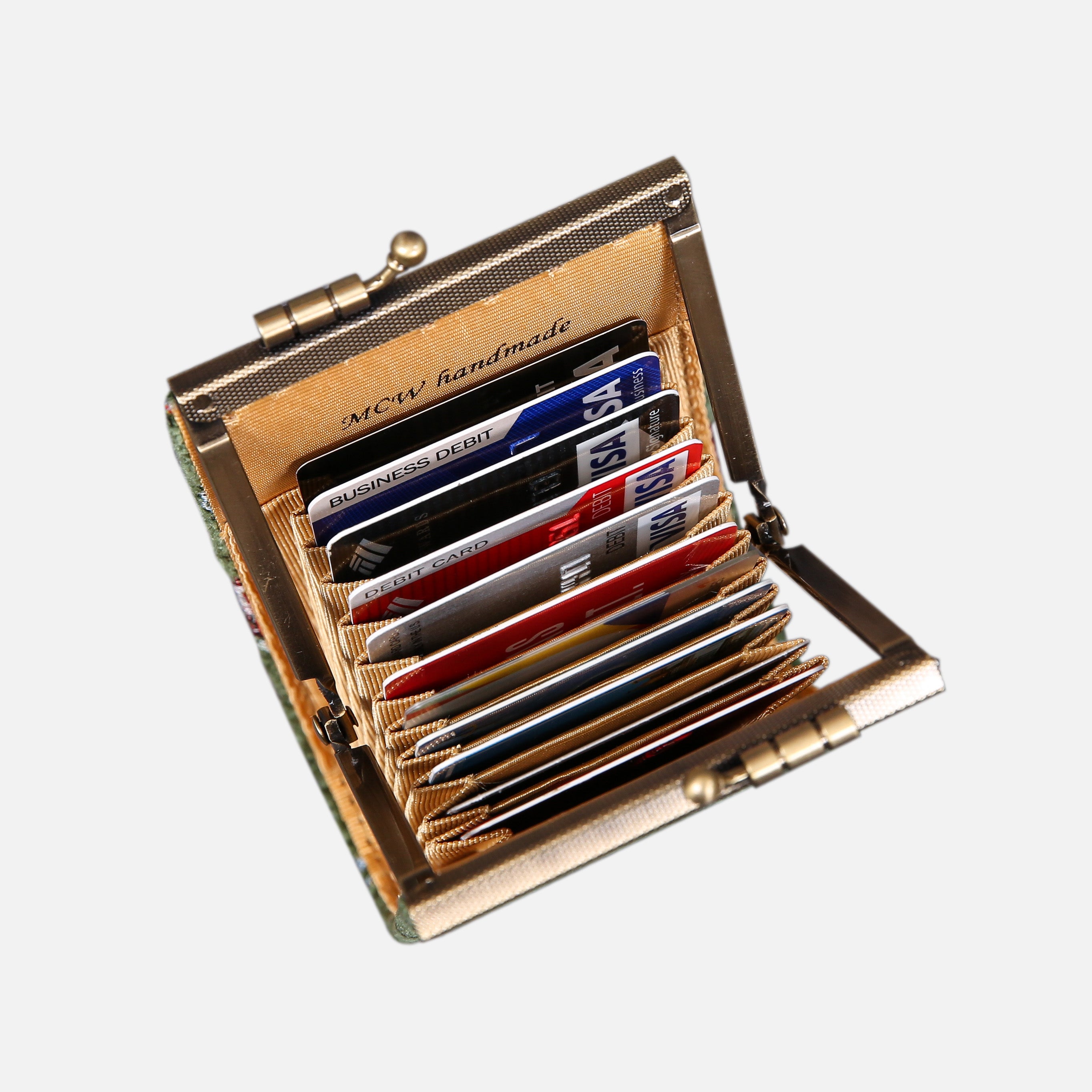 Climbing Rose Green Card Wallet MCW Handmade-6