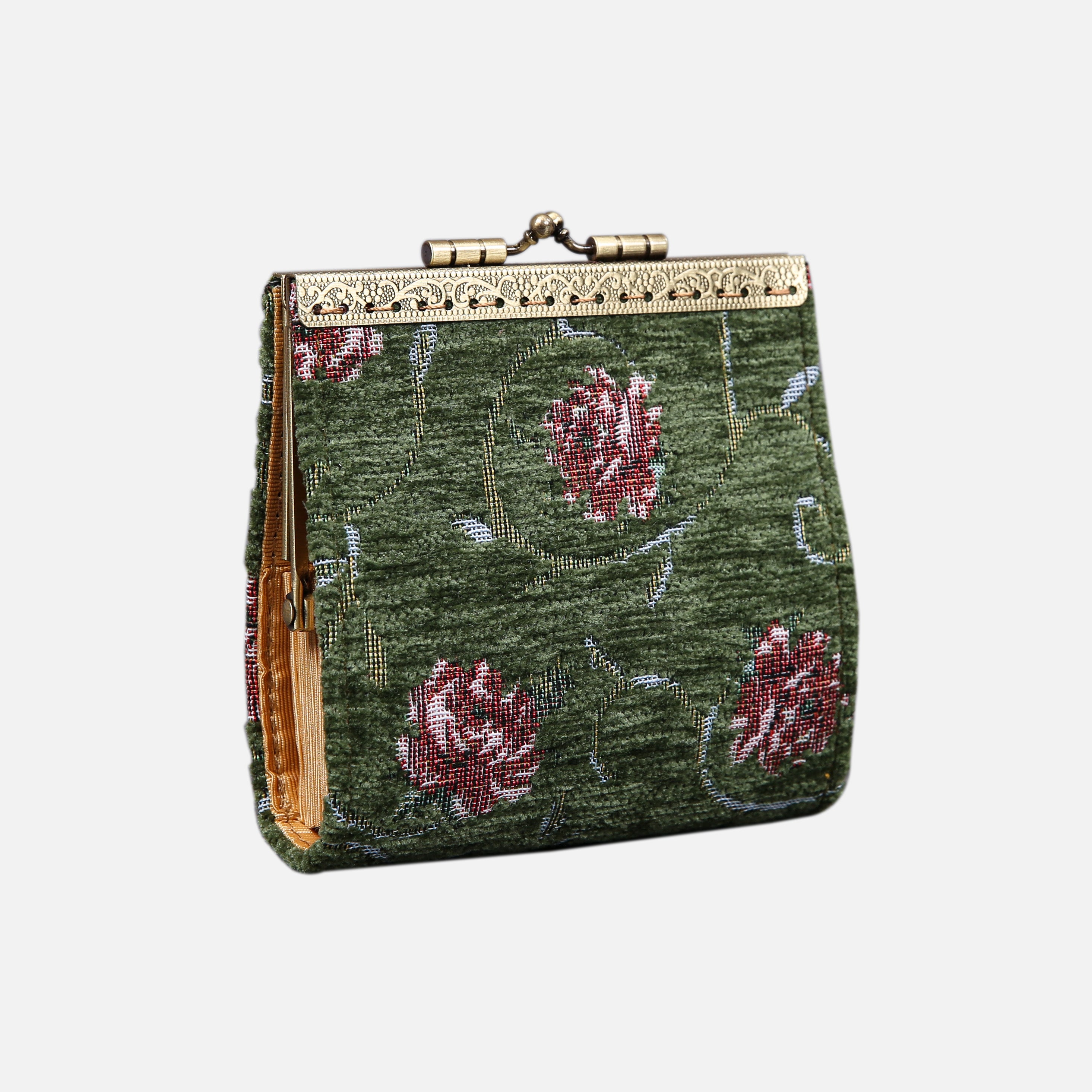 Climbing Rose Green Card Wallet  MCW Handmade-1