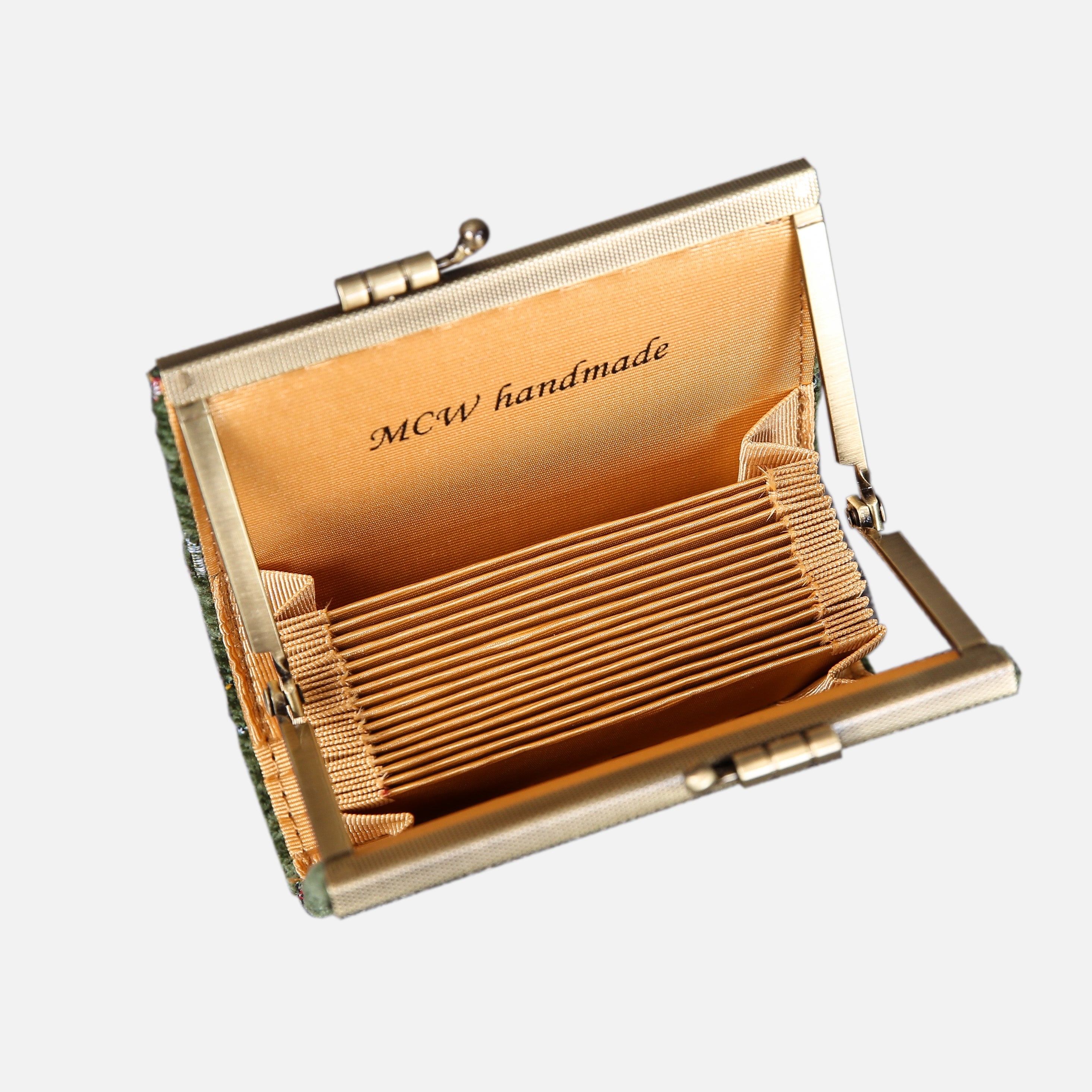 Climbing Rose Green Card Wallet MCW Handmade-3