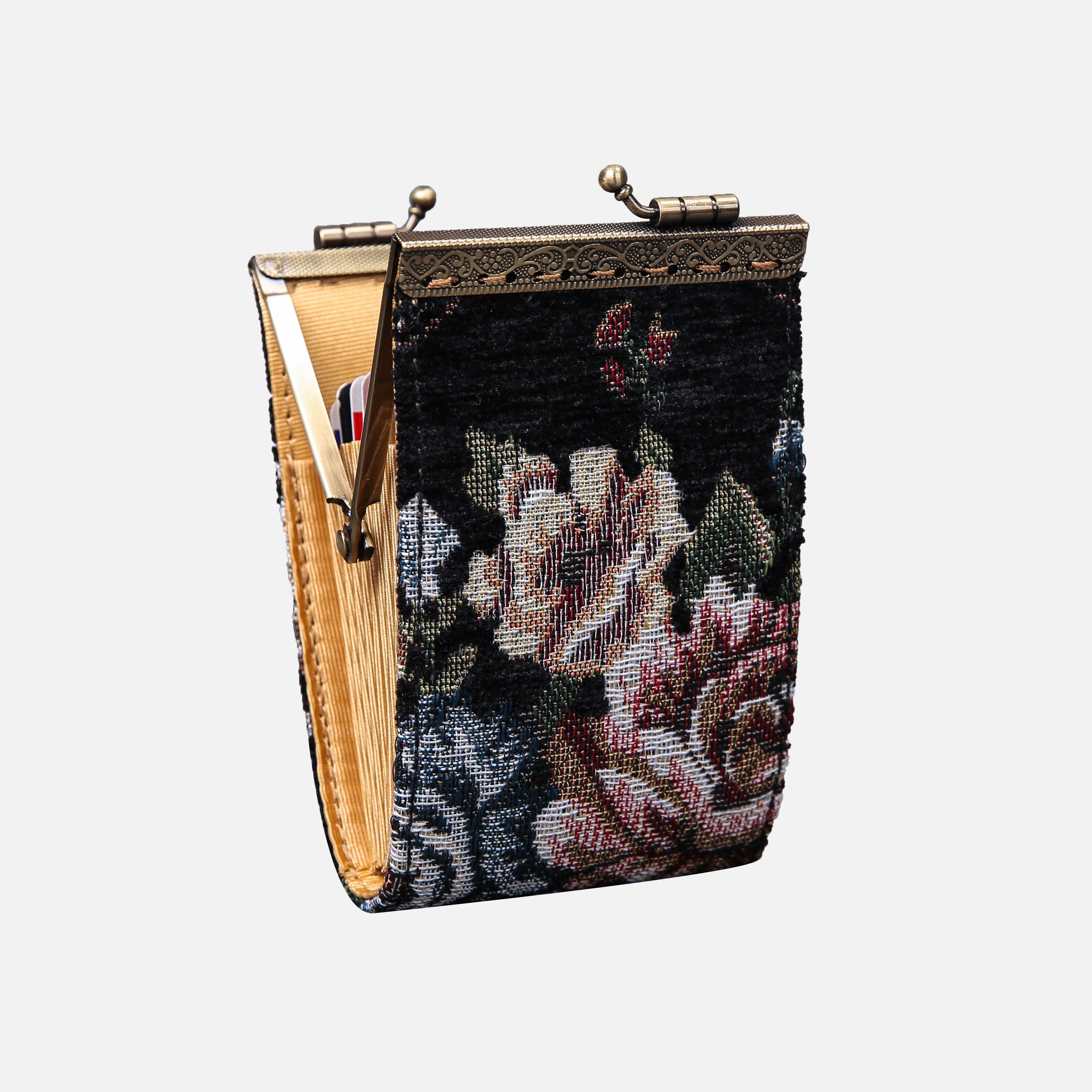 Floral Black Card Wallet MCW Handmade-4