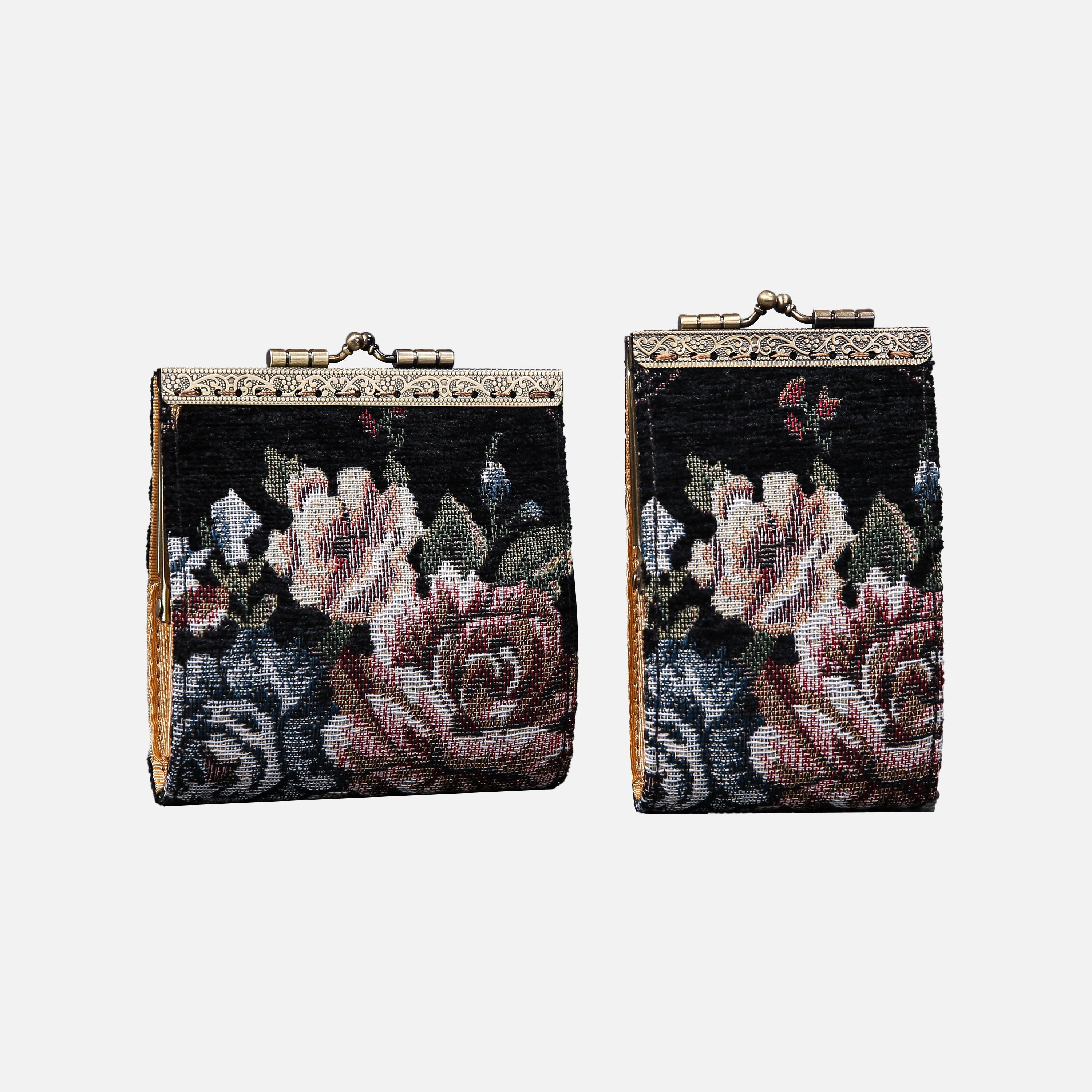 Floral Black Card Wallet MCW Handmade
