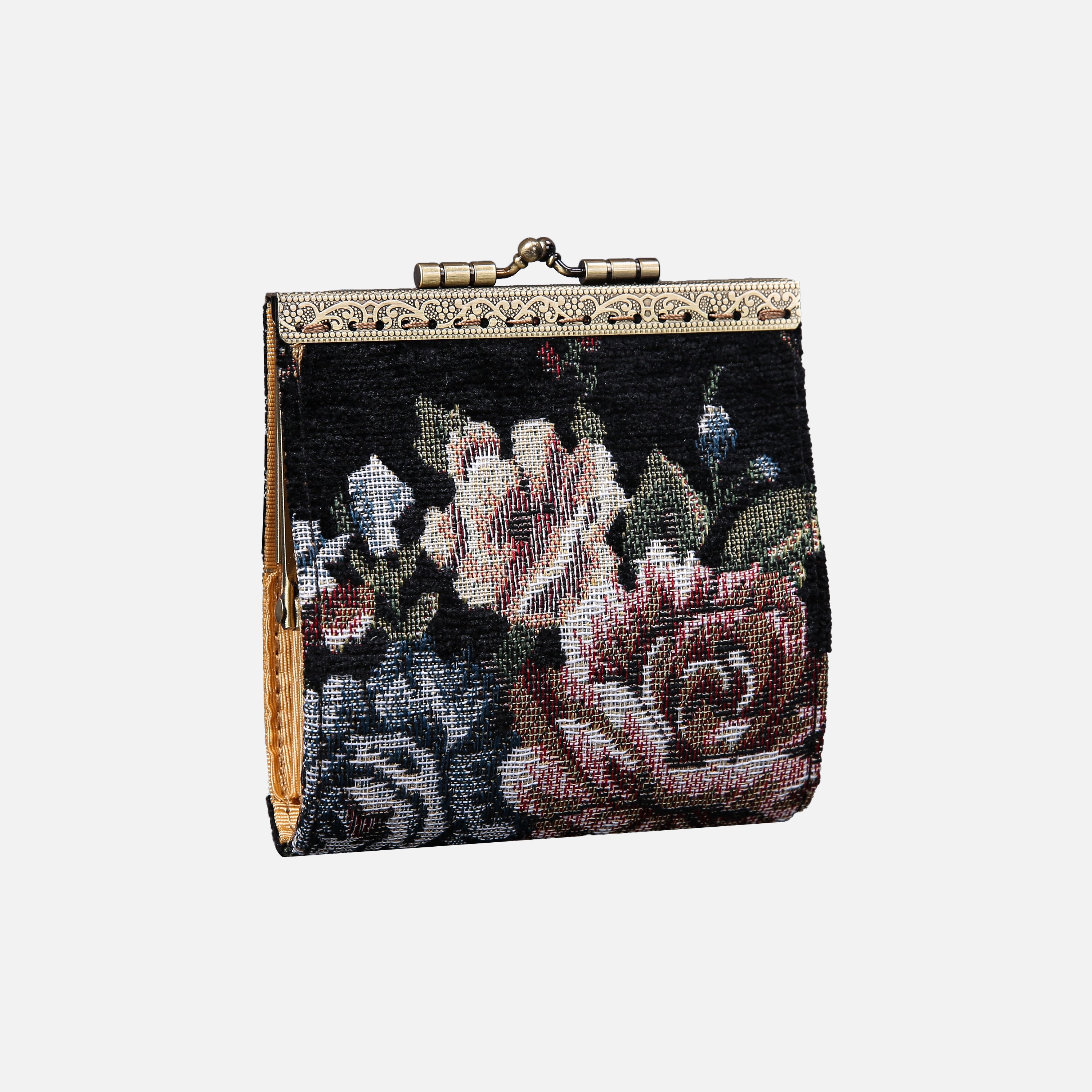Floral Black Card Wallet MCW Handmade-1