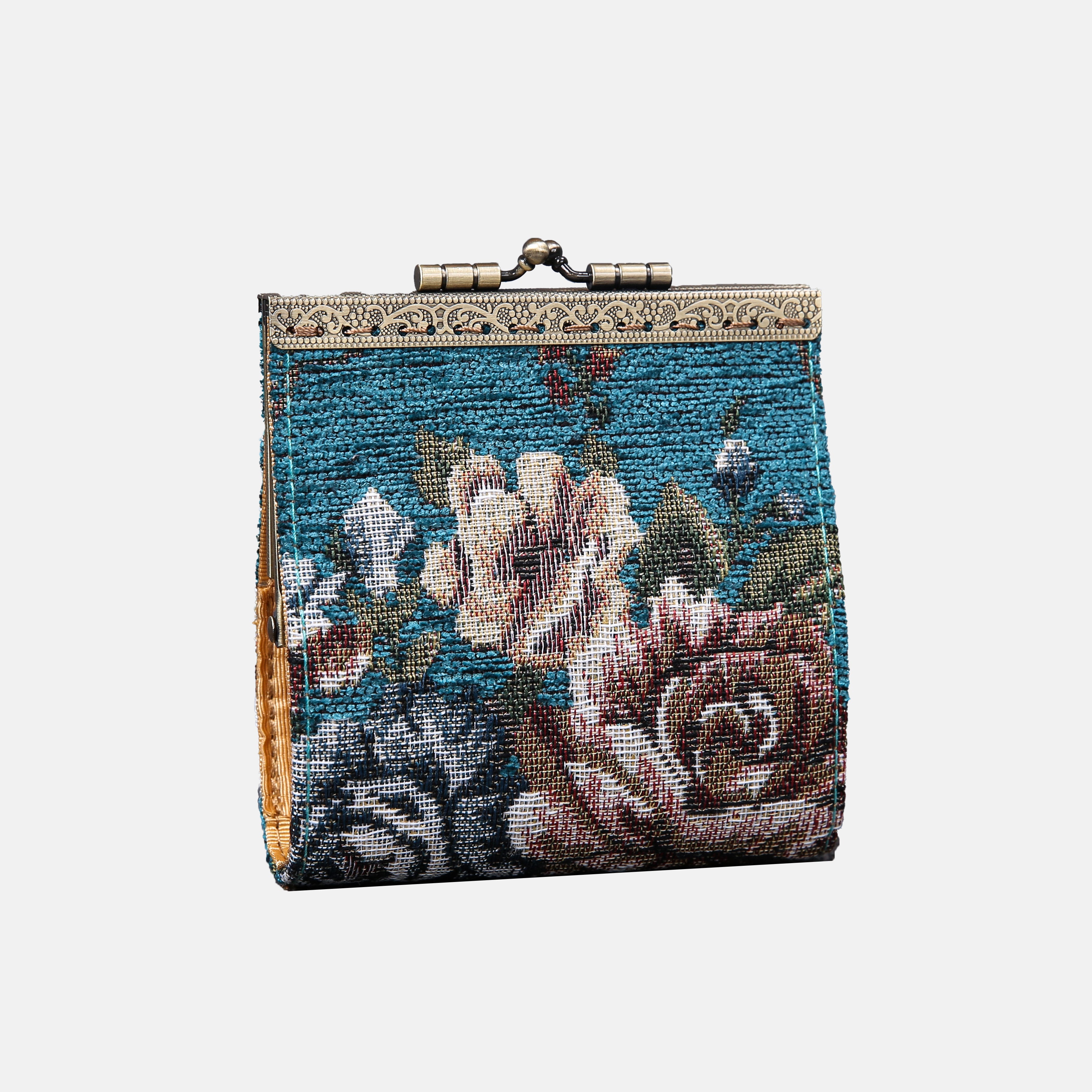 Floral Teal Card Wallet MCW Handmade-1