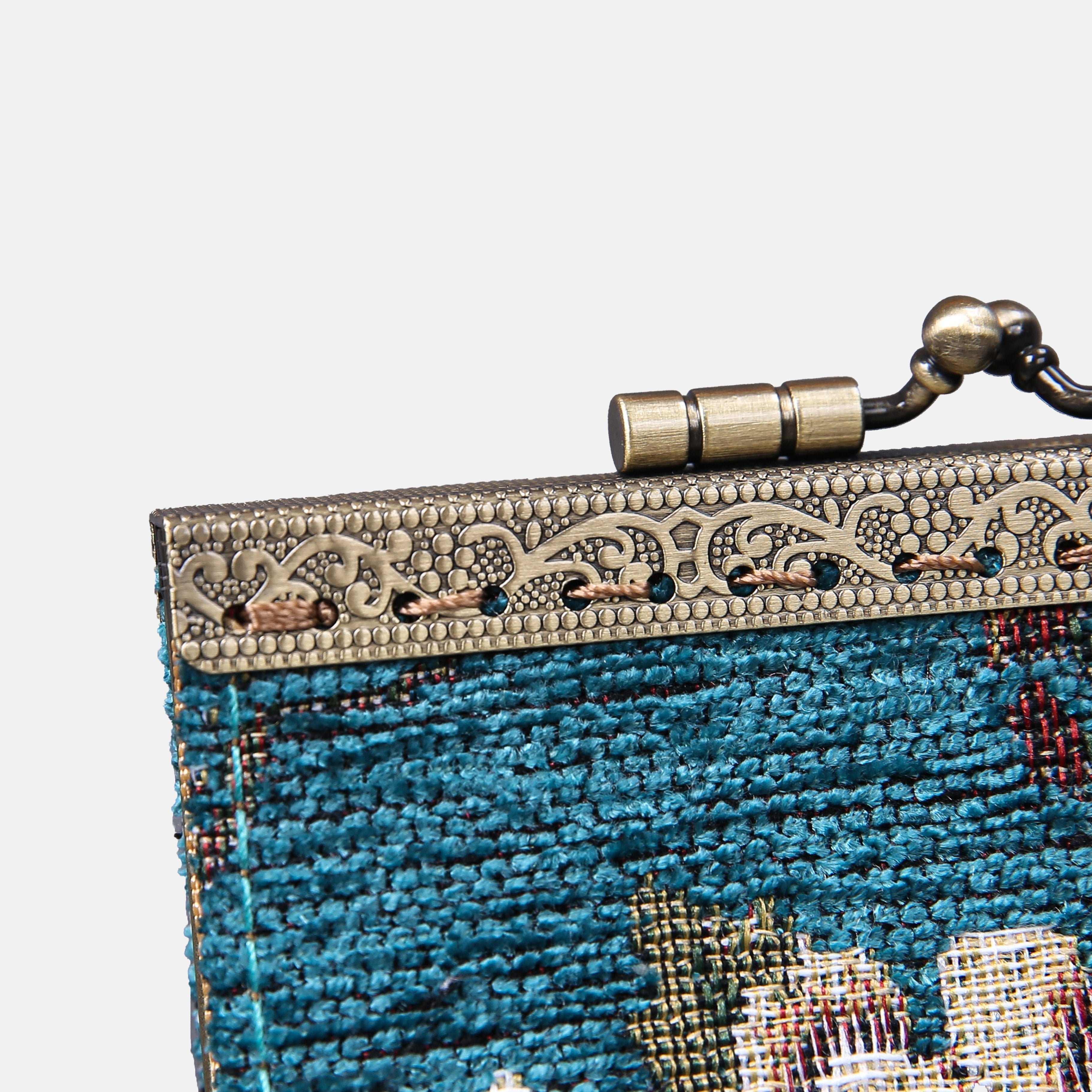 Floral Teal Card Wallet MCW Handmade-8