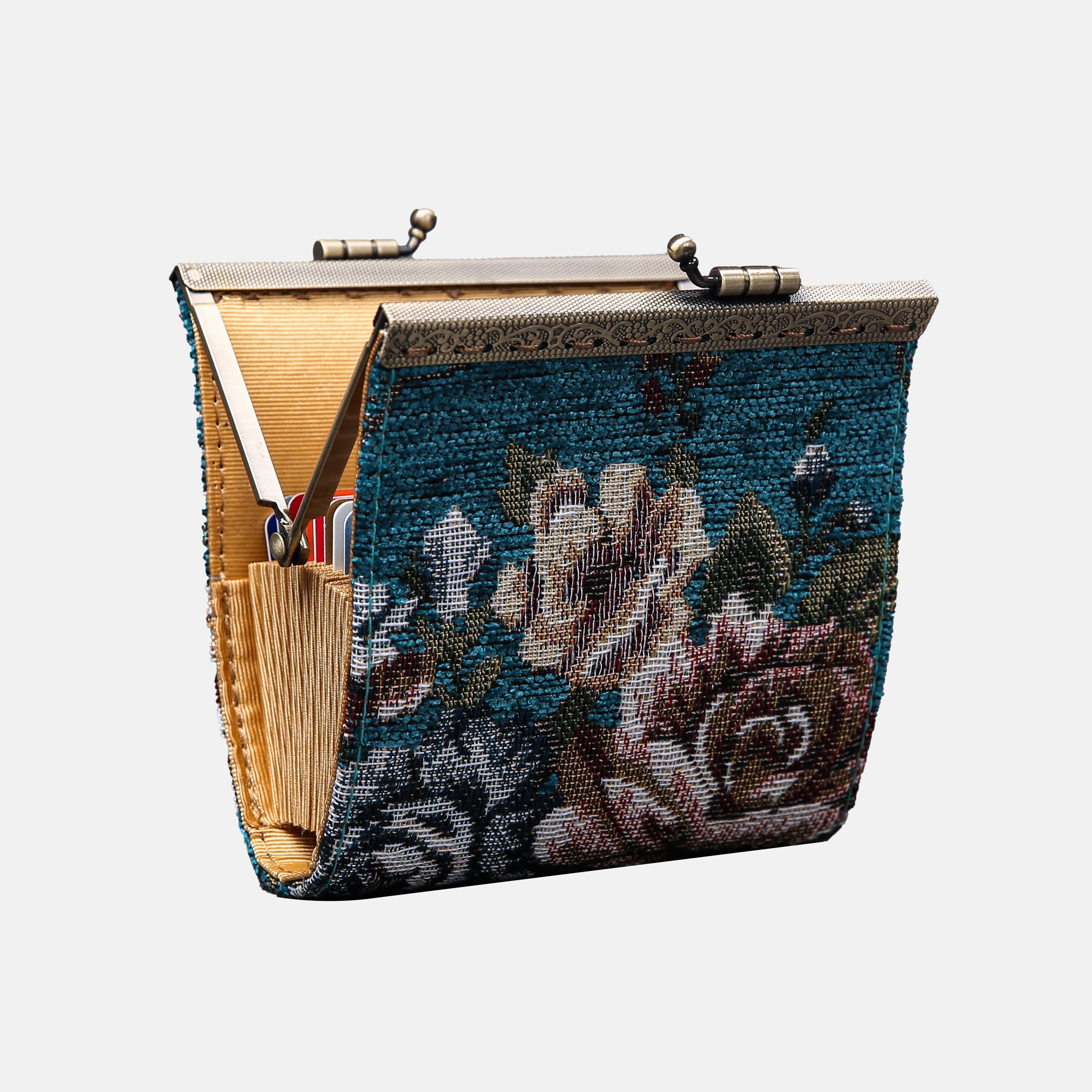 Floral Teal Card Wallet MCW Handmade-3
