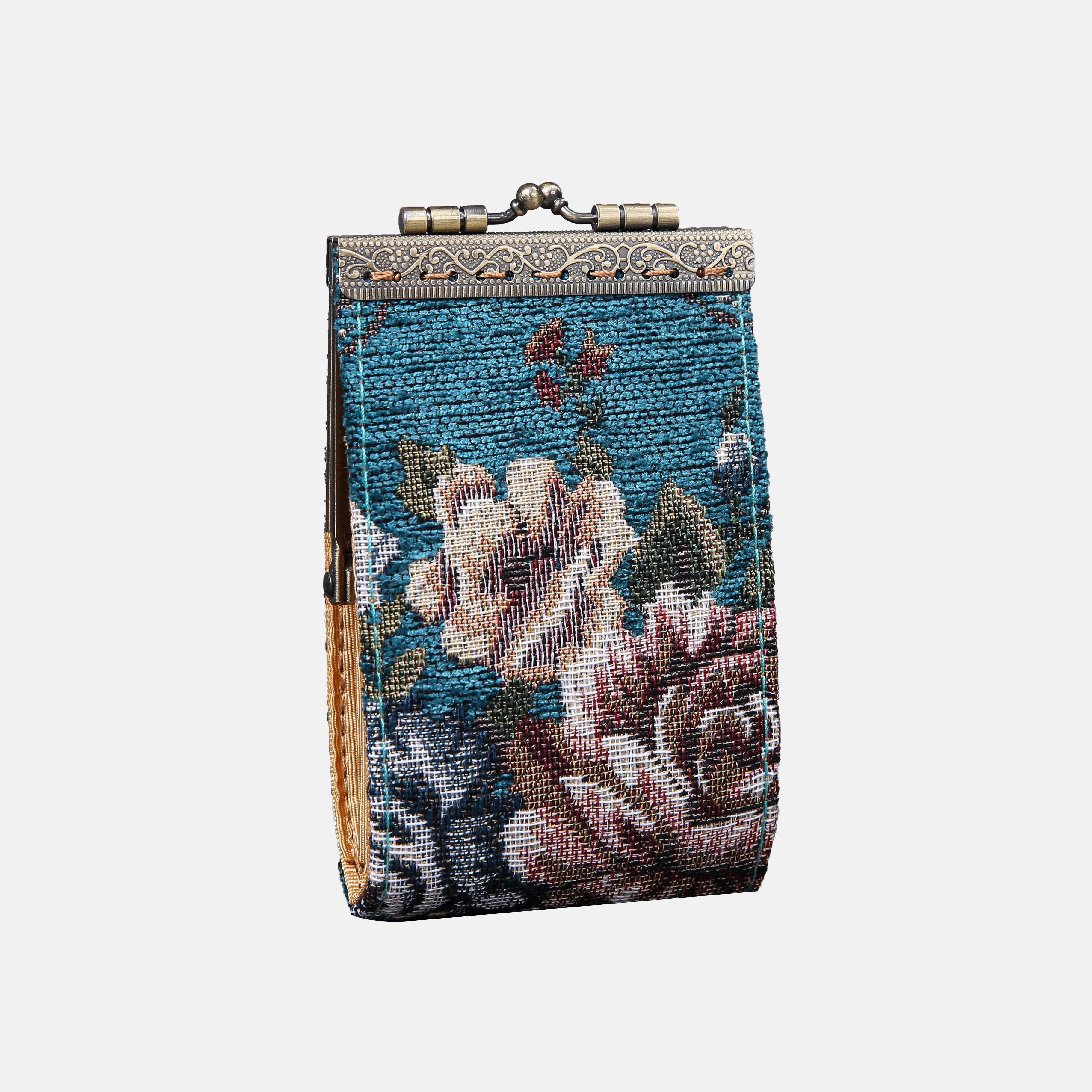 Floral Teal Card Wallet MCW Handmade-2