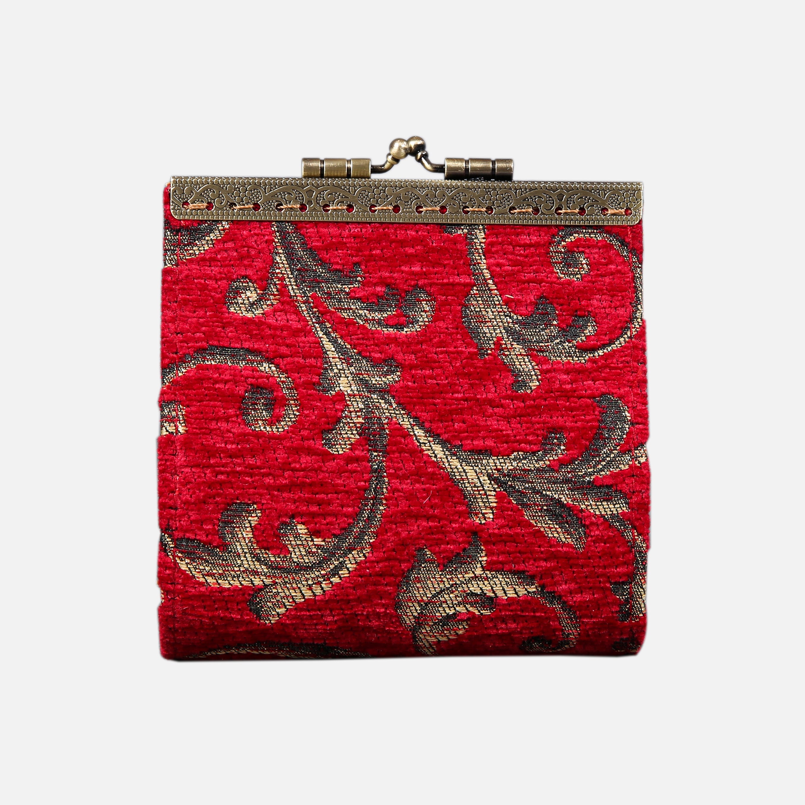 Vintage Scroll Red Card Wallet MCW Handmade-1