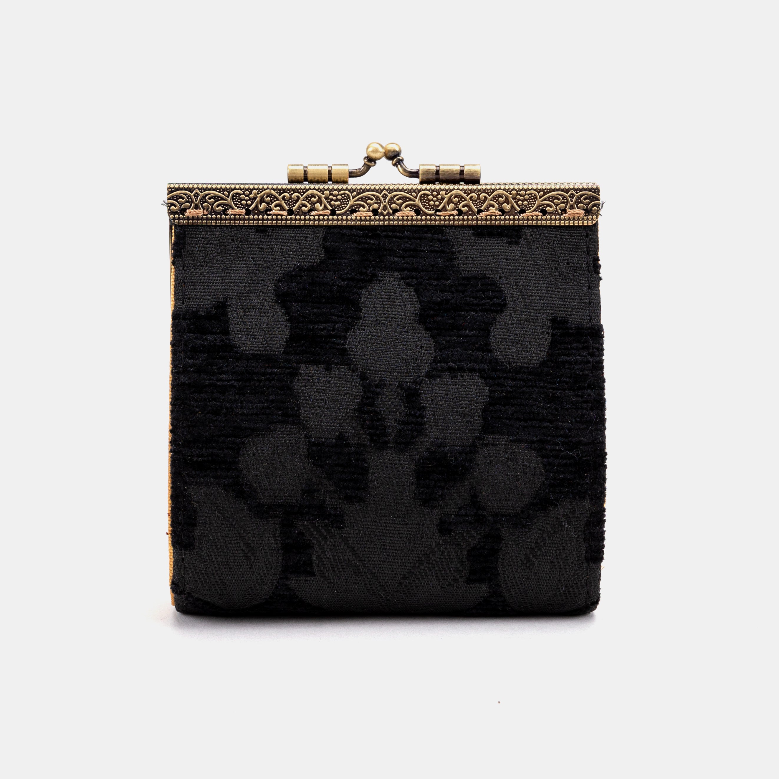 Victorian Blossom Black/Black Card Wallet Carpetbag 17 slots front