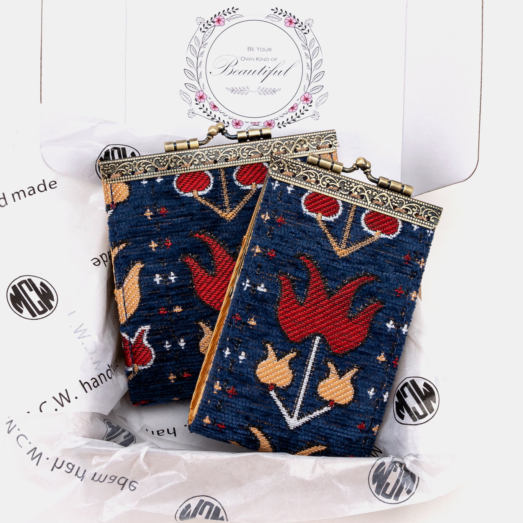 Opium Poppy  Card Wallet Carpetbag in box