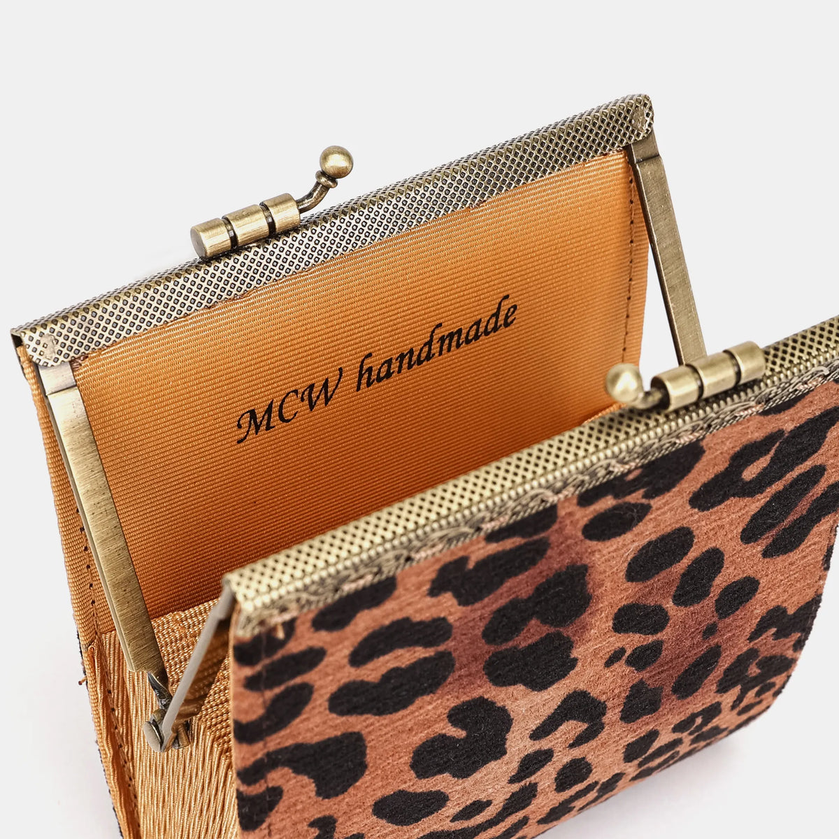 Leopard Classic Card Wallet Carpetbag of America 17 slots open