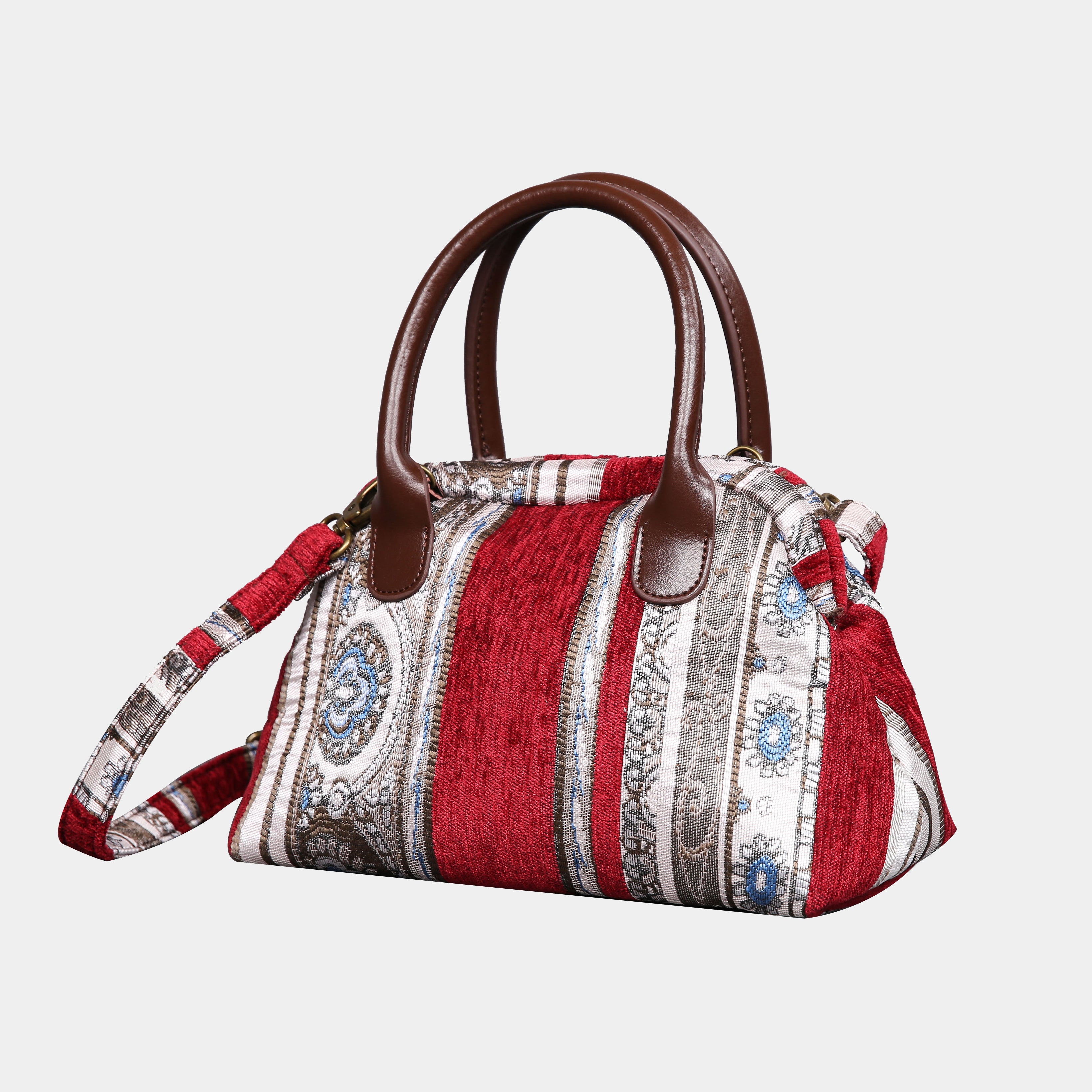 Ethnic Strips Wine Carpet Satchel carpet bag MCW Handmade-2