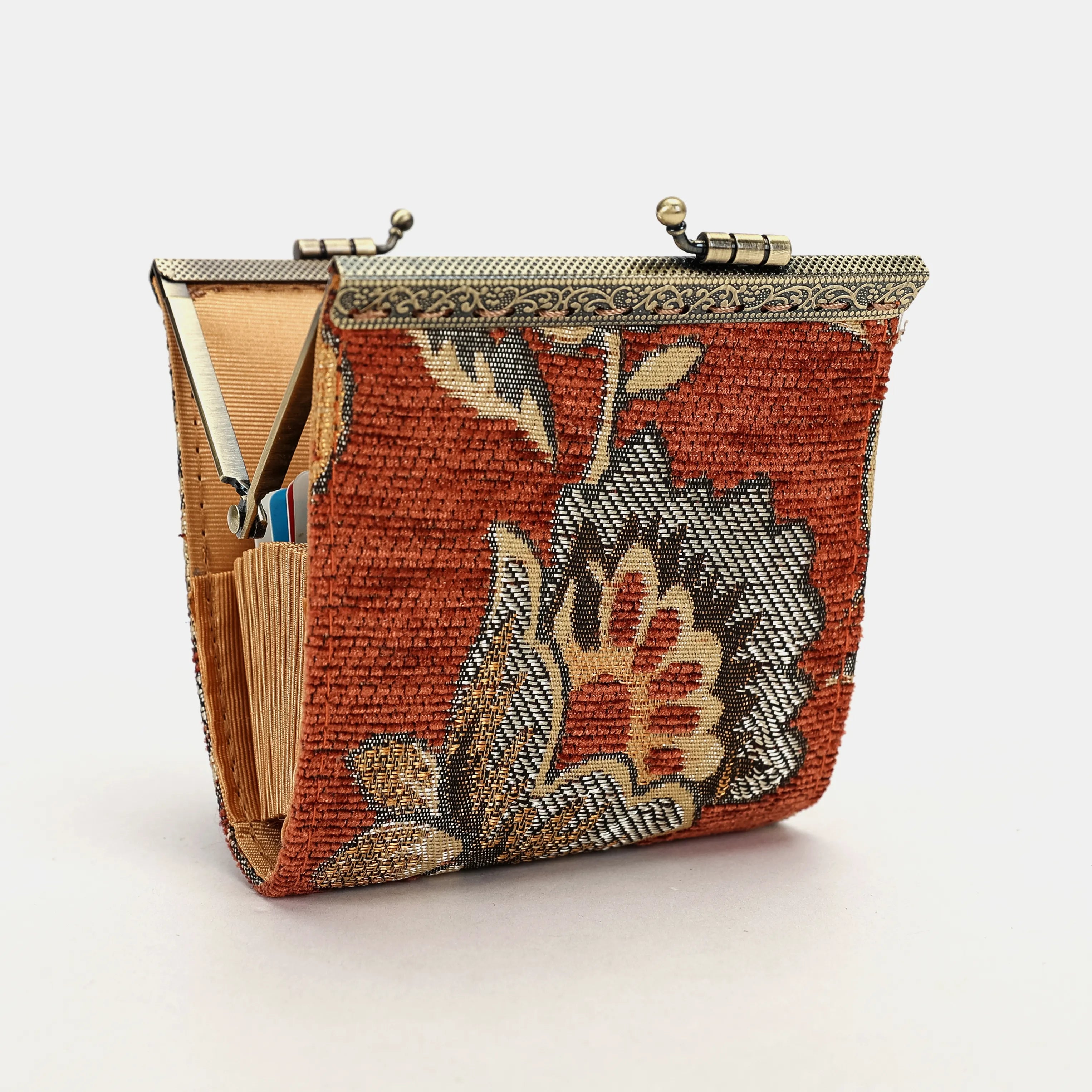 Paisley Orange Card Wallet MCW Handmade-4