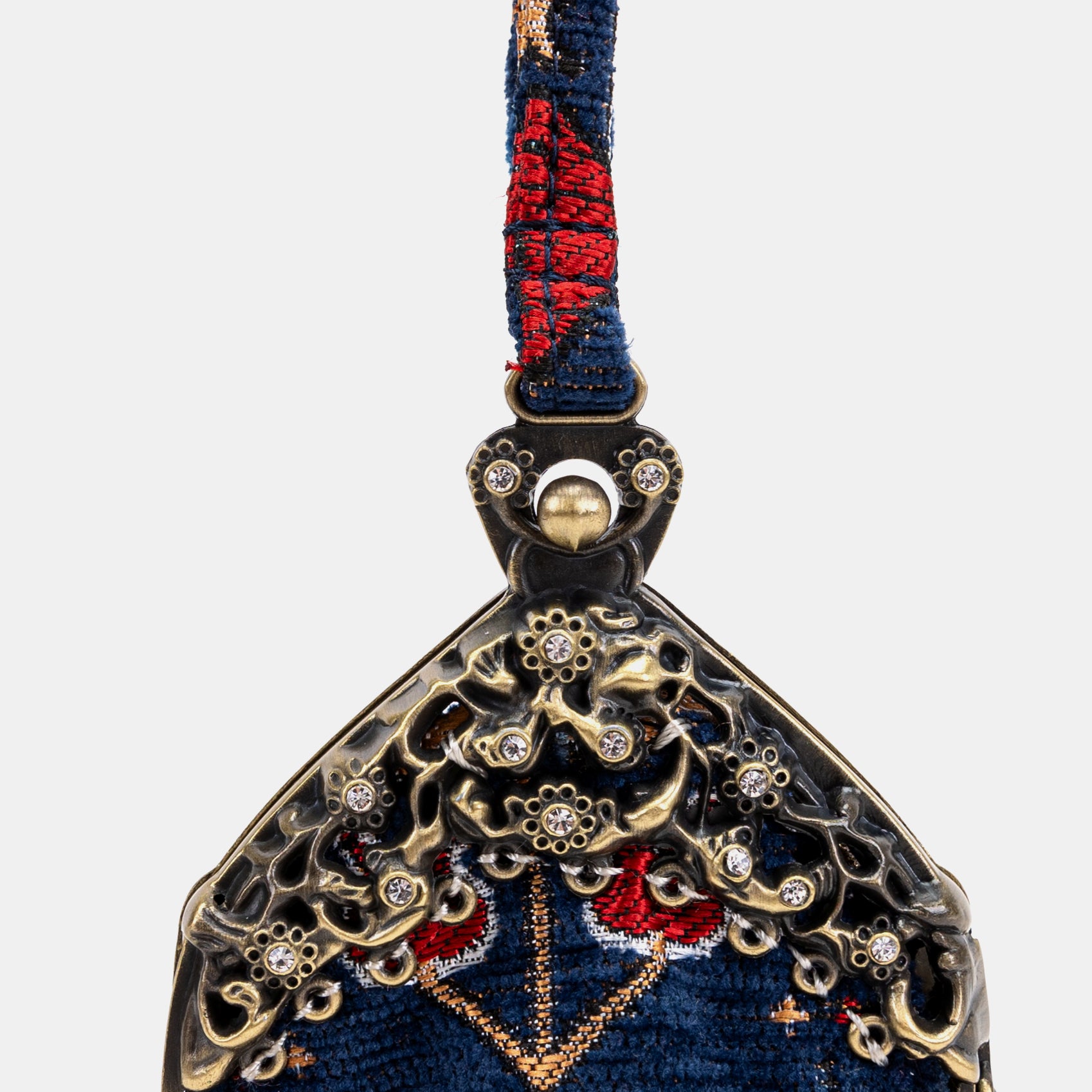 Poppy Bloom Chatelaine Purse Wristlet Bag carpet bag MCW Handmade-3