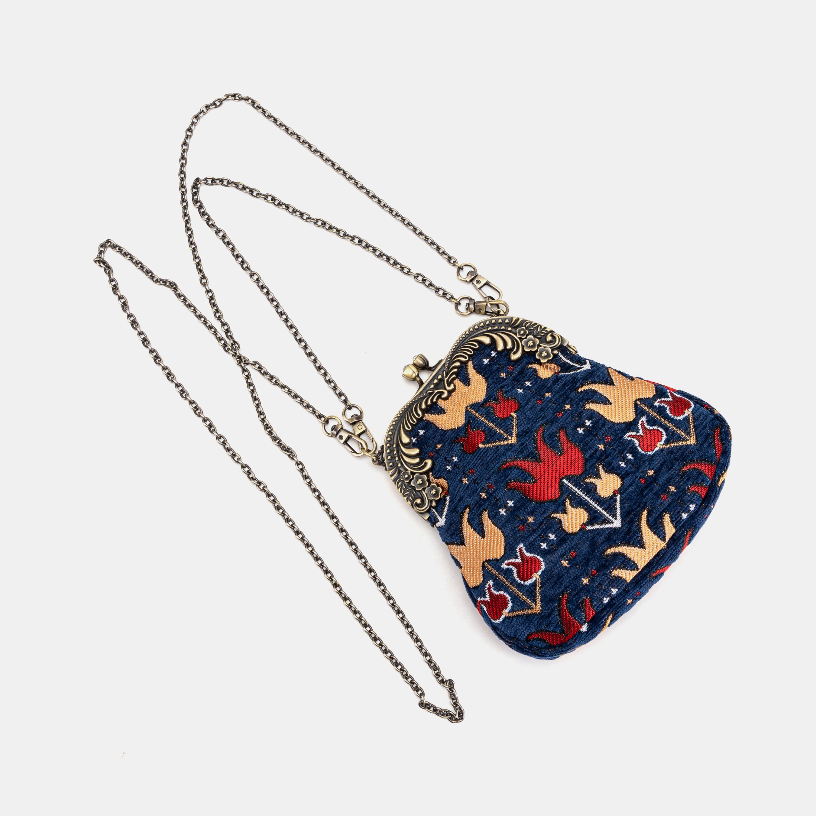 Poppy Bloom Chatelaine Purse Medium carpet bag MCW Handmade-2