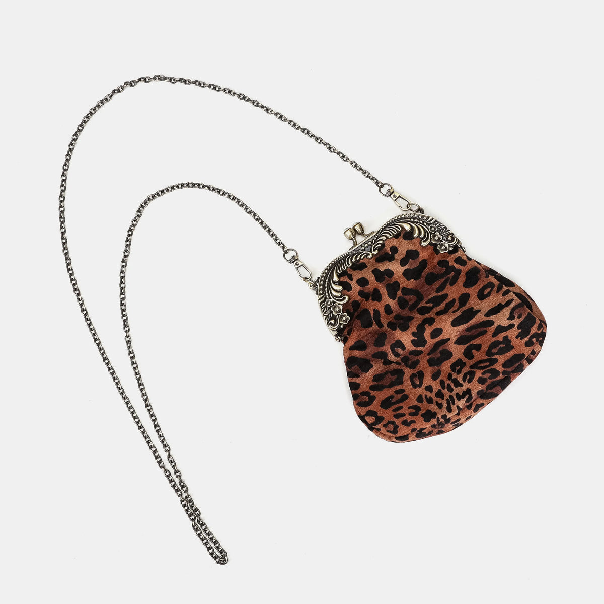 Leopard Classic Chatelaine Purse Medium Carpetbag of America long chain
