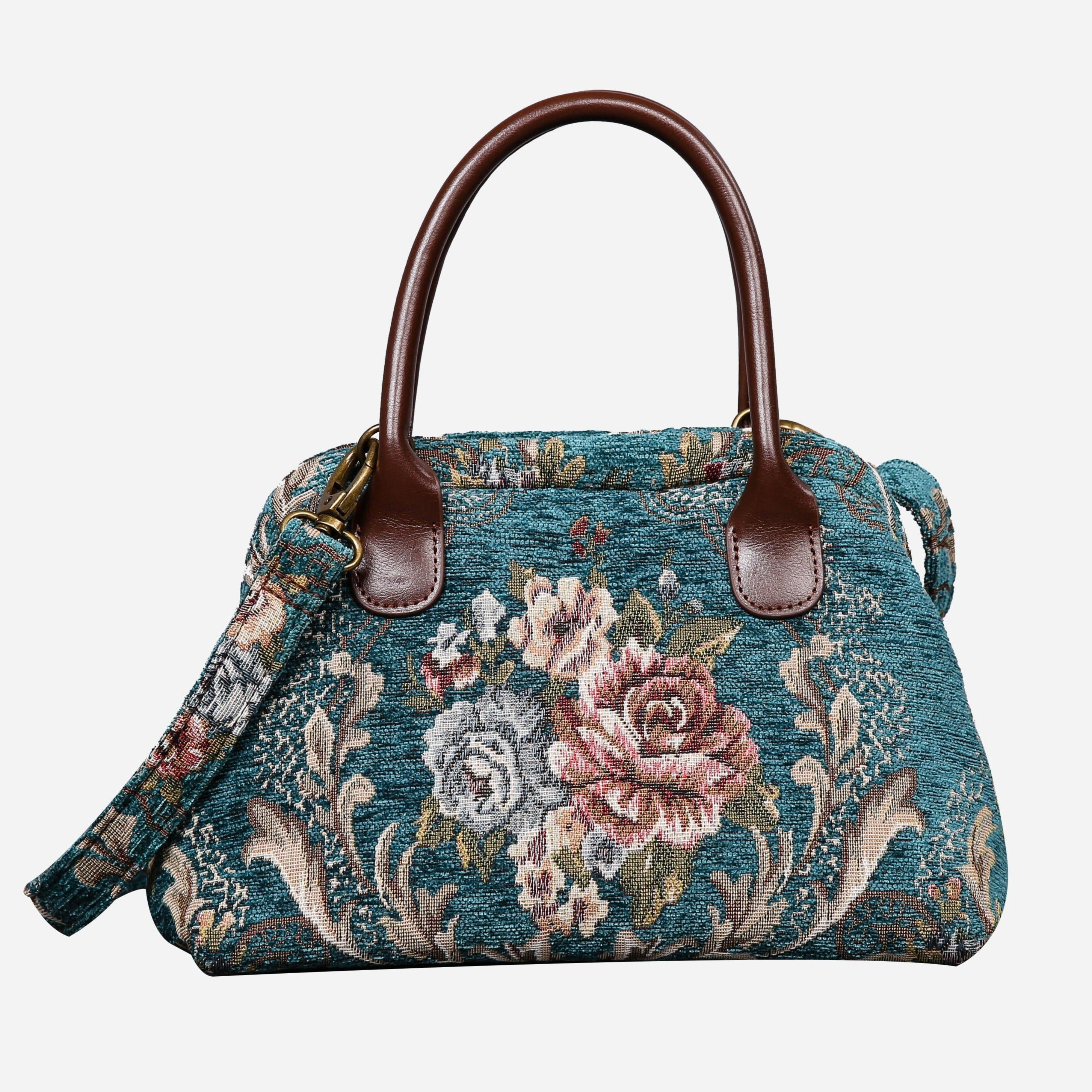 Floral Teal Carpet Satchel carpet bag MCW Handmade