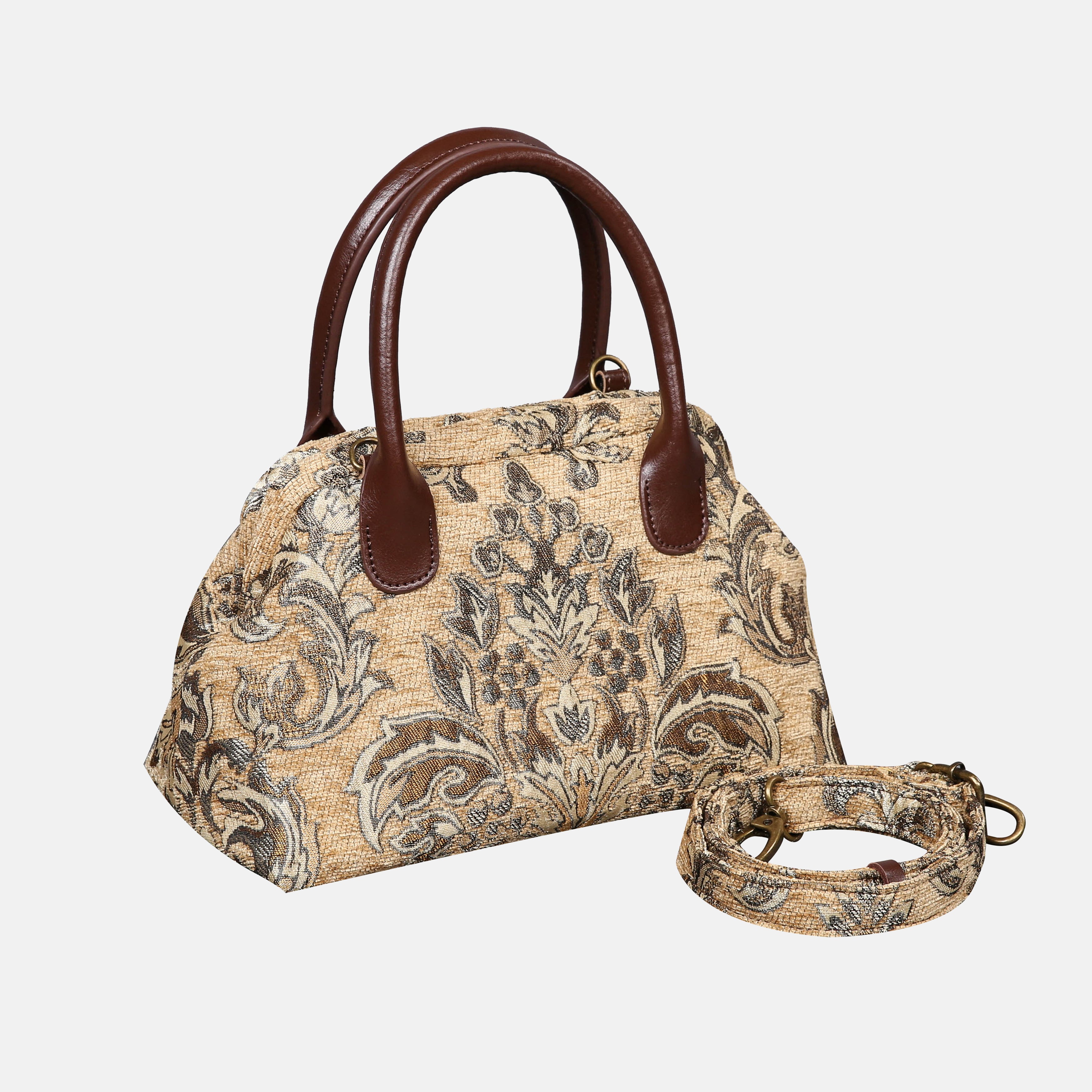 Victorian Blossom Beige-Gold Carpet Satchel carpet bag MCW Handmade