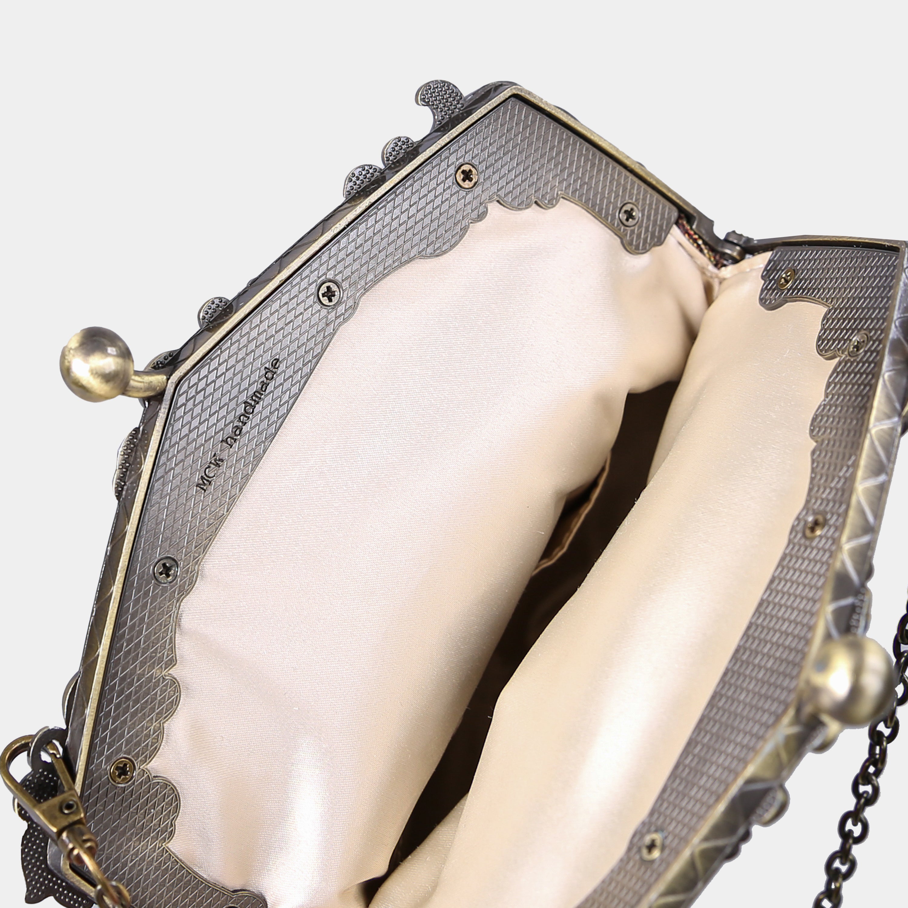 Floral Brown Chatelaine Purse Large carpet bag MCW Handmade-4