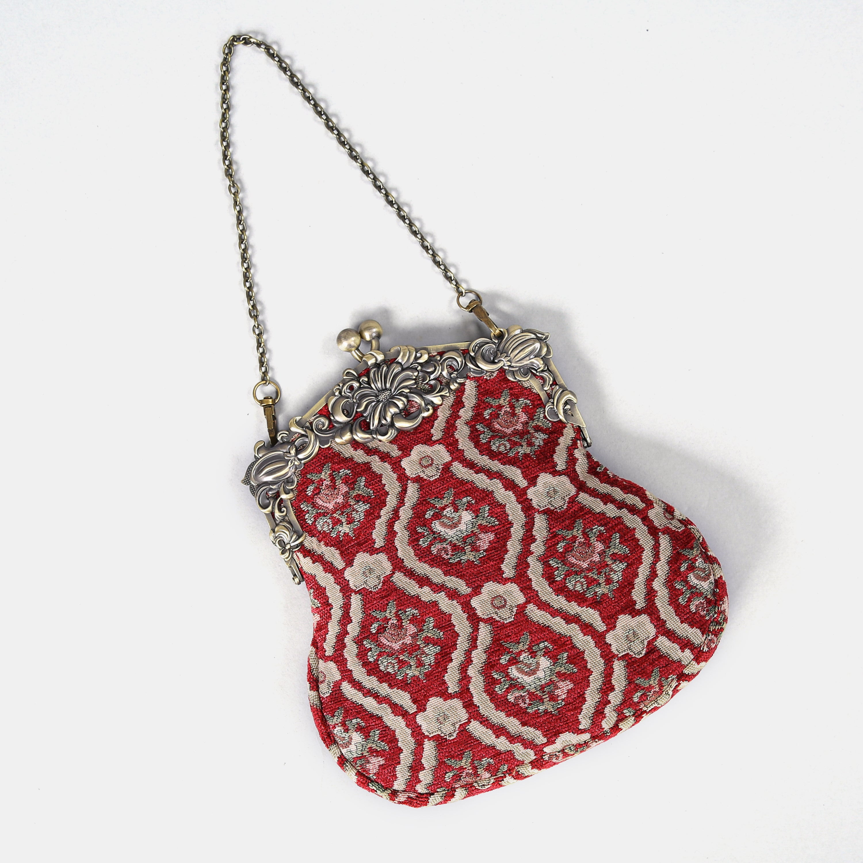 Traditional Red Chatelaine Purse Large carpet bag MCW Handmade-1