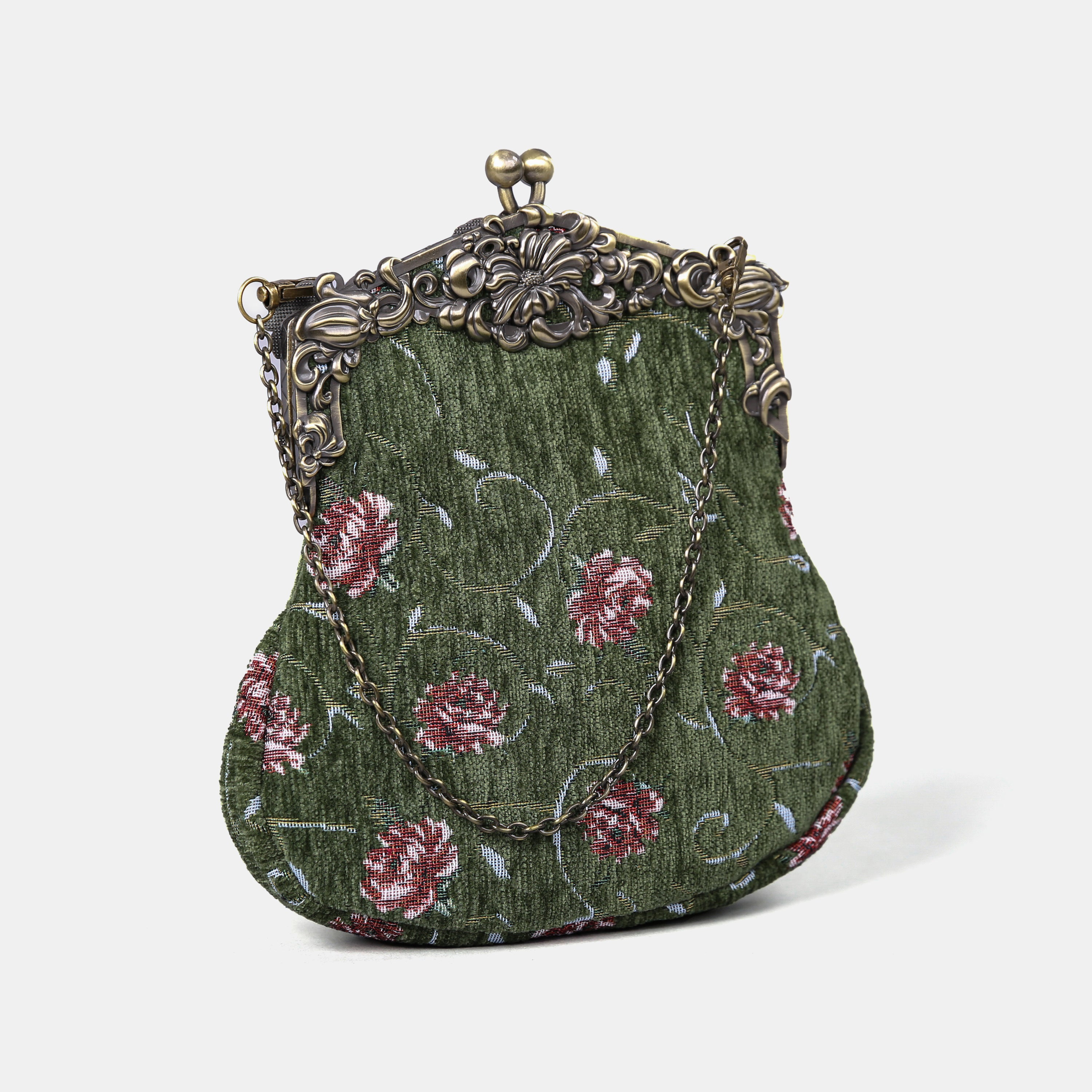 Climbing Rose Arugula Green carpet bag MCW Handmade