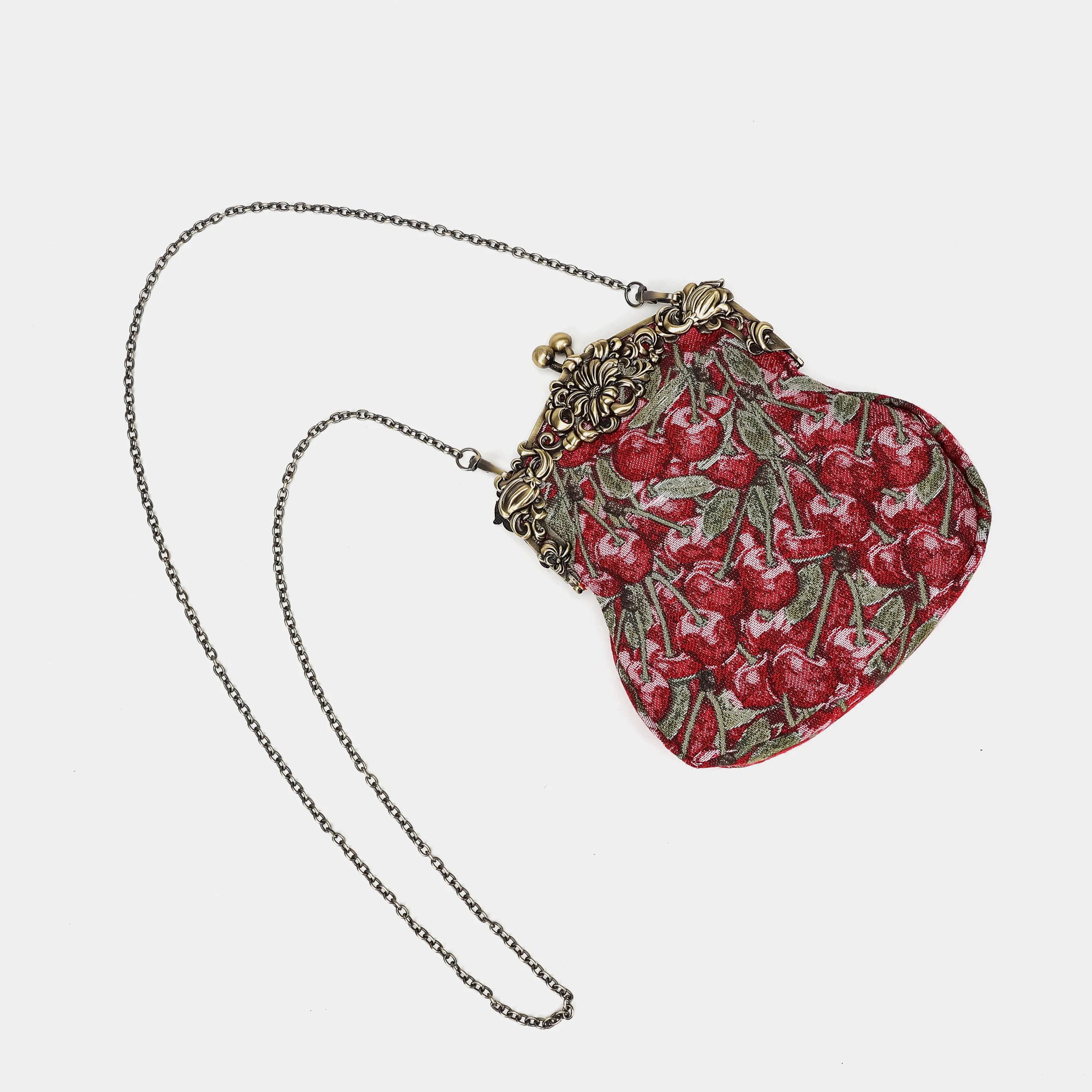 Cherry Cascade Chatelaine Purse Large Carpetbag of America with chain
