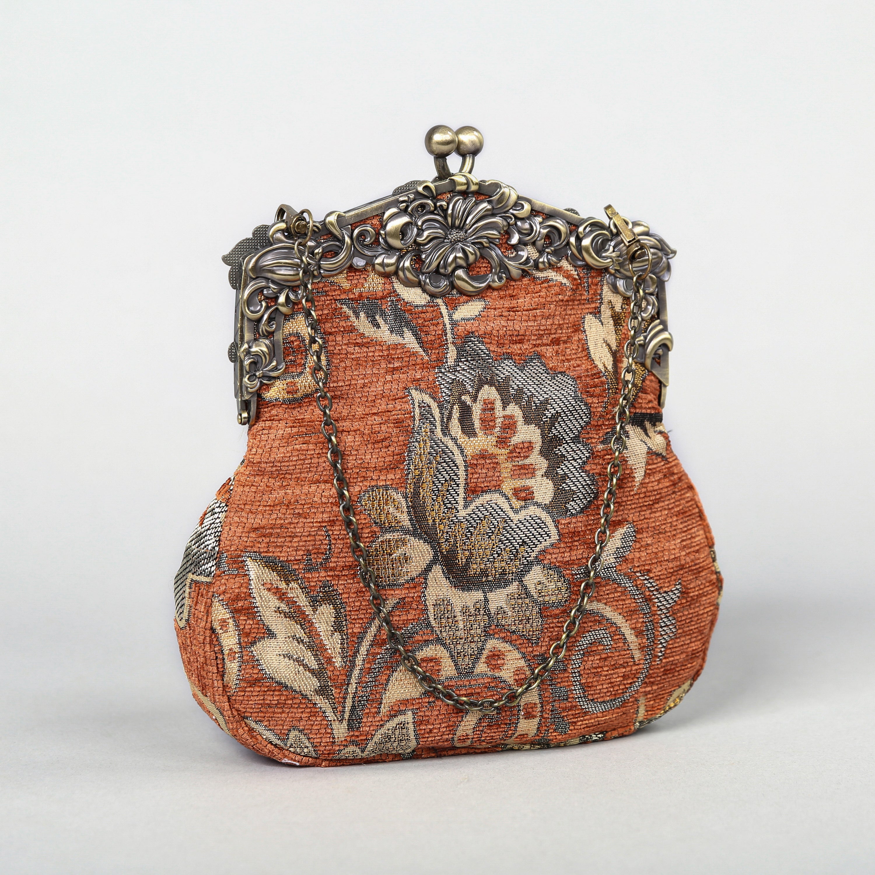 Paisley Orange Chatelaine Purse Large carpet bag MCW Handmade