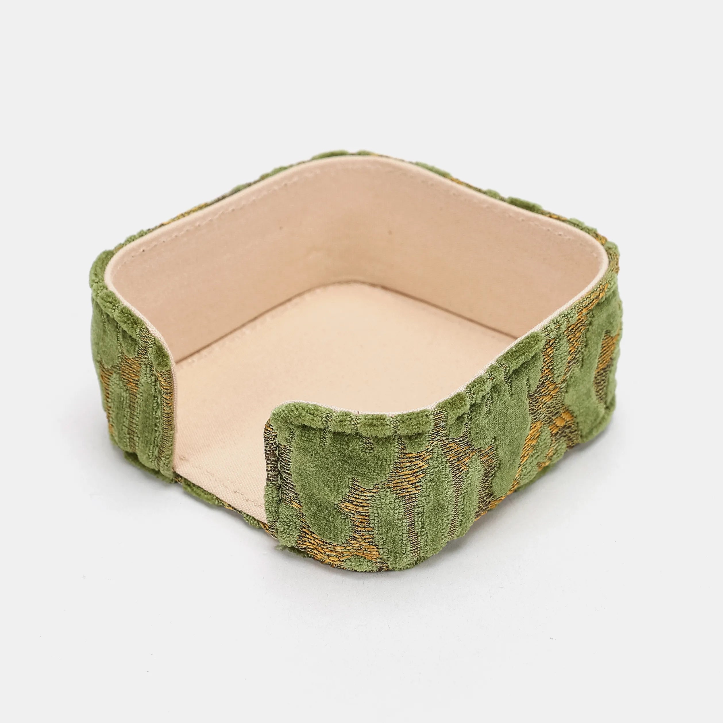 Burnout Velvet Fern Green Square Coaster Set with holder of America coasters holder