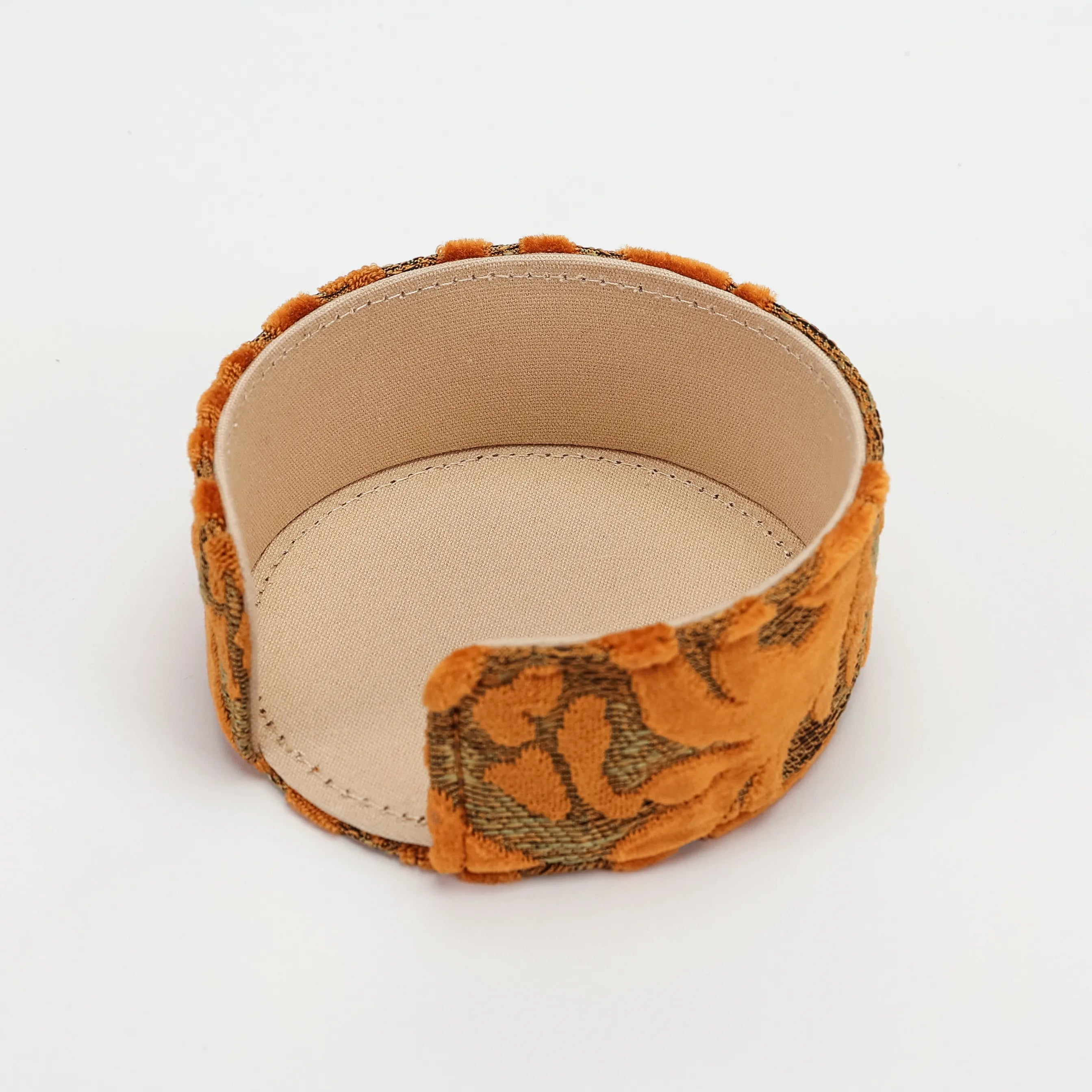 Burnout Velvet Orange Round Coaster Set with Holder of America-holder