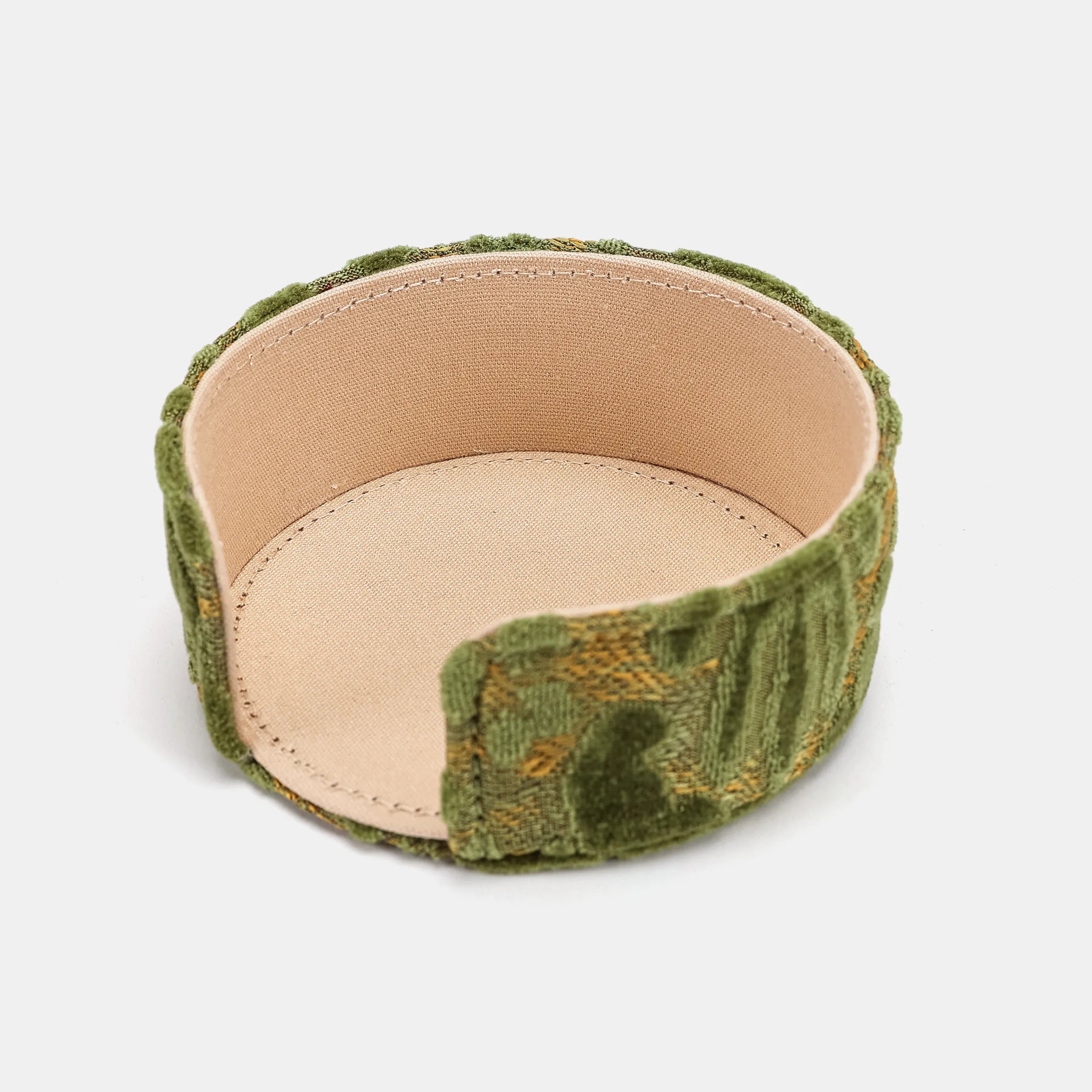 Burnout Velvet Fern Green Round Coaster Set with Holder of America-holder