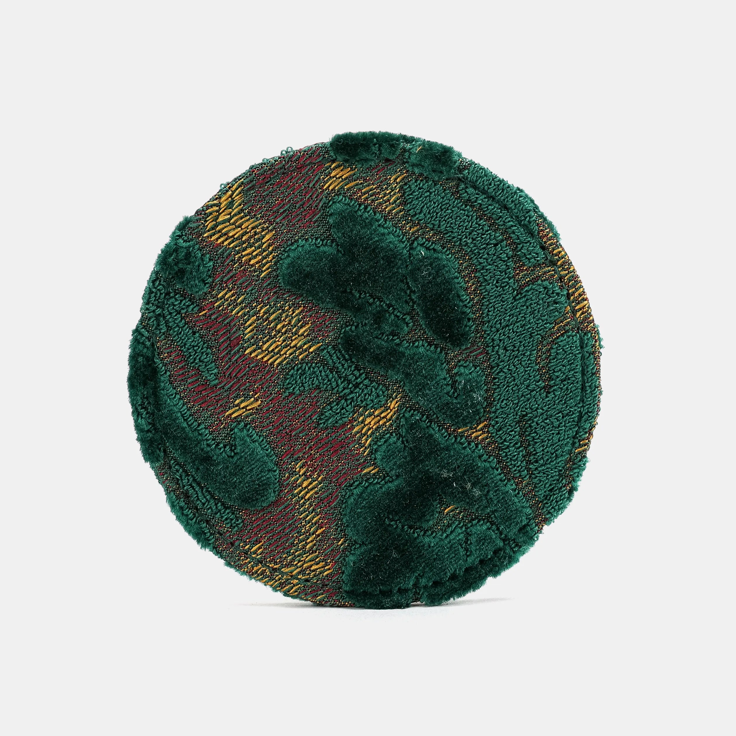 urnout Velvet Jade Green Round Coaster Set with Holder of America-face