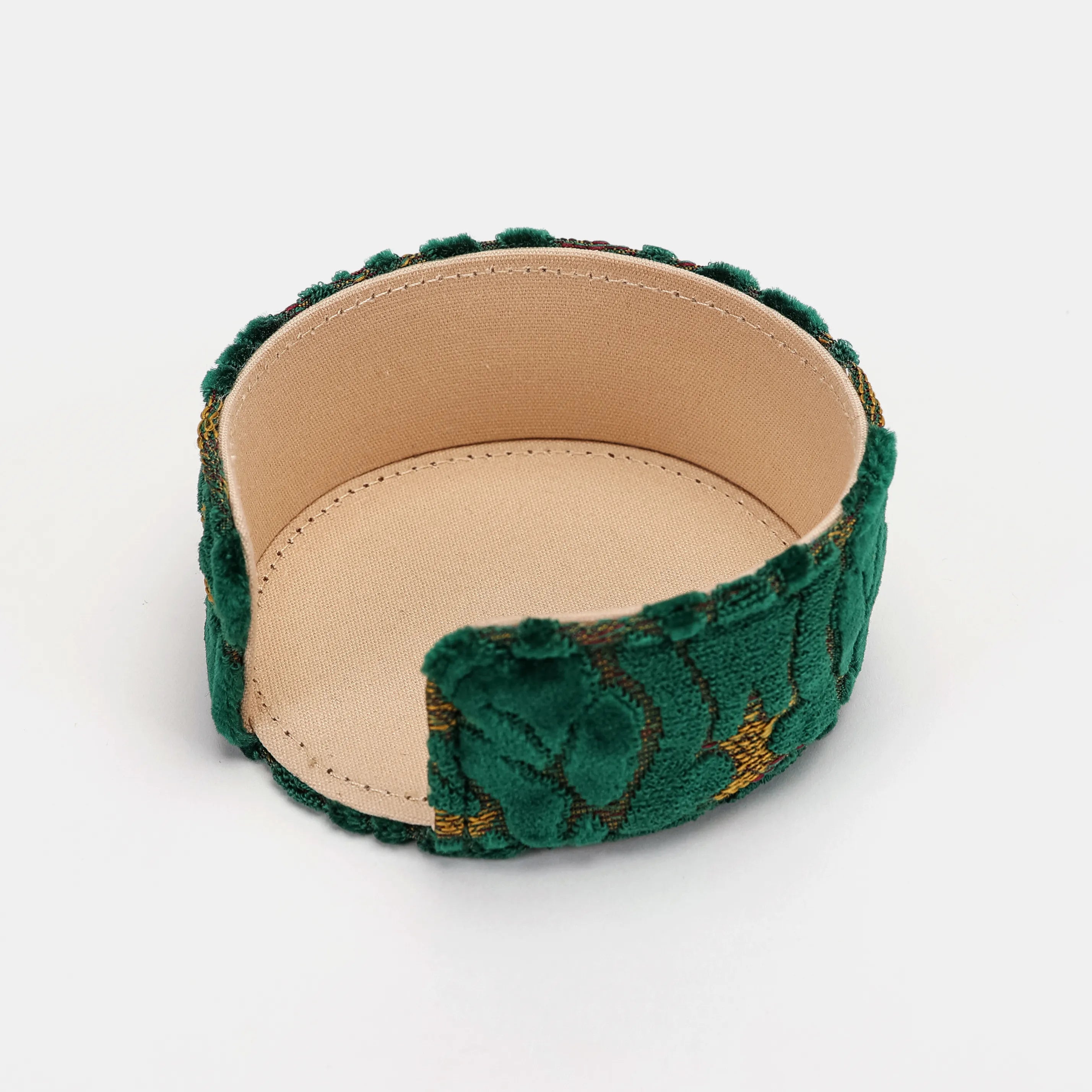 urnout Velvet Jade Green Round Coaster Set with Holder of America-holder