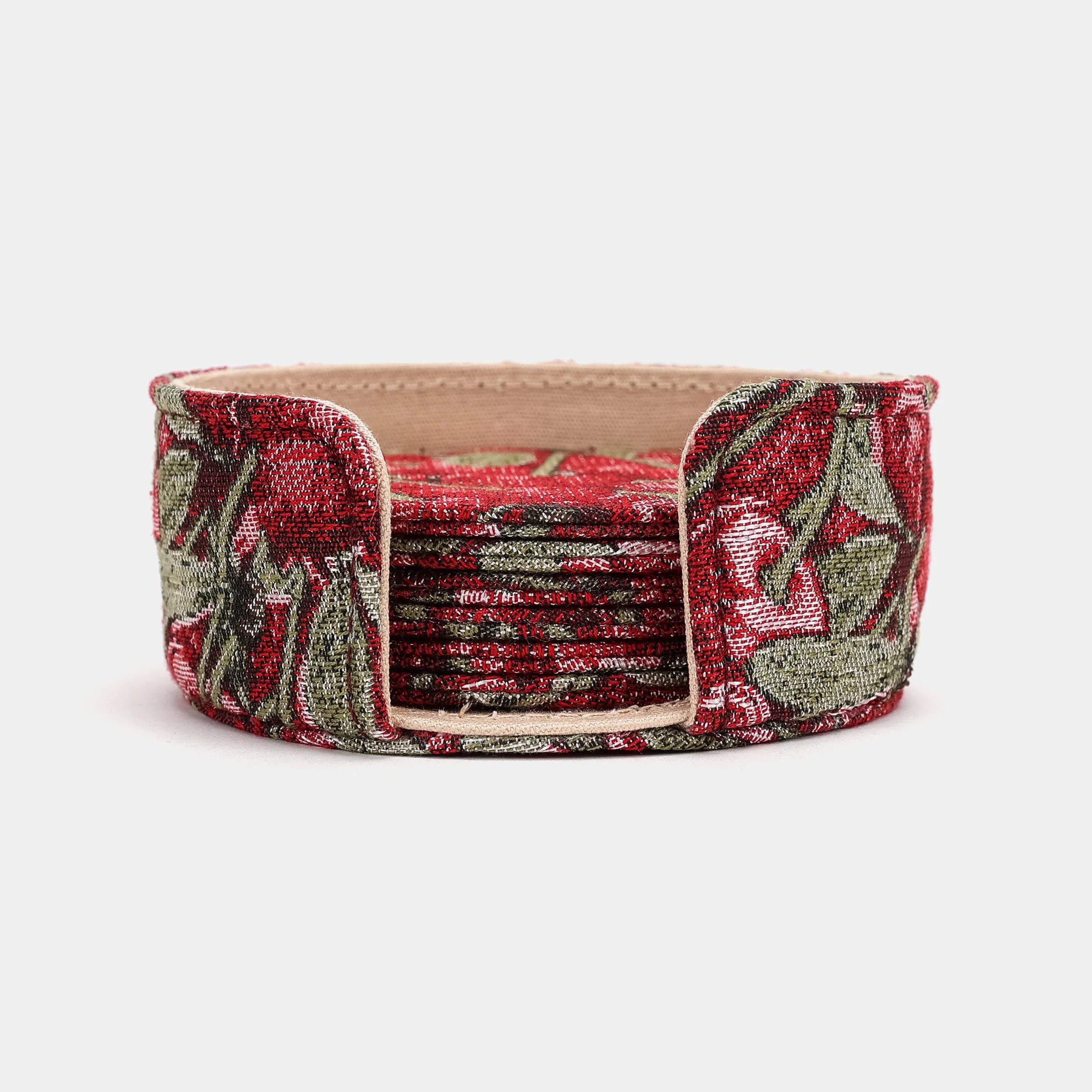 Cherry Cascade Round Coaster Set with Holder of America-main