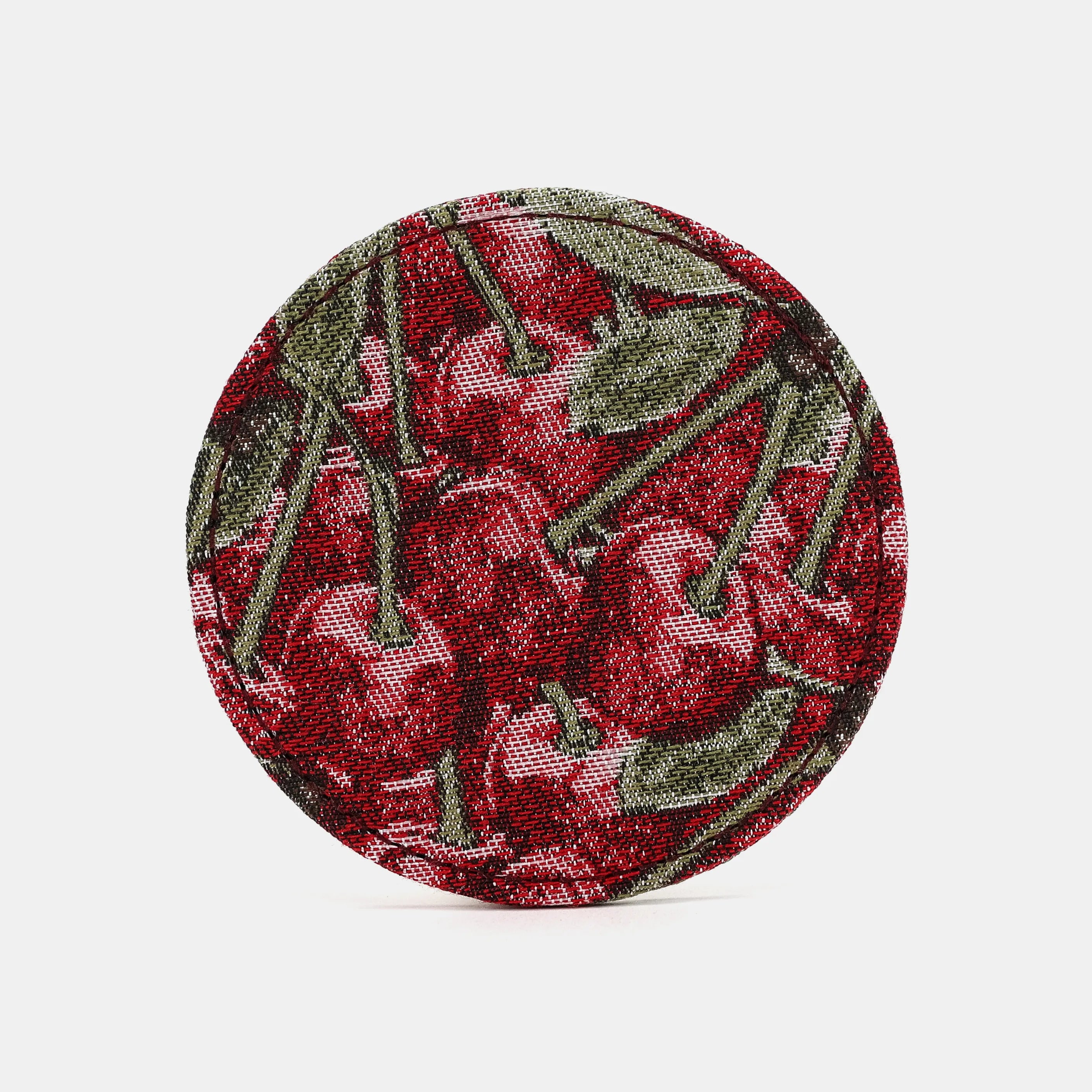 Cherry Cascade Round Coaster Set with Holder of America-face