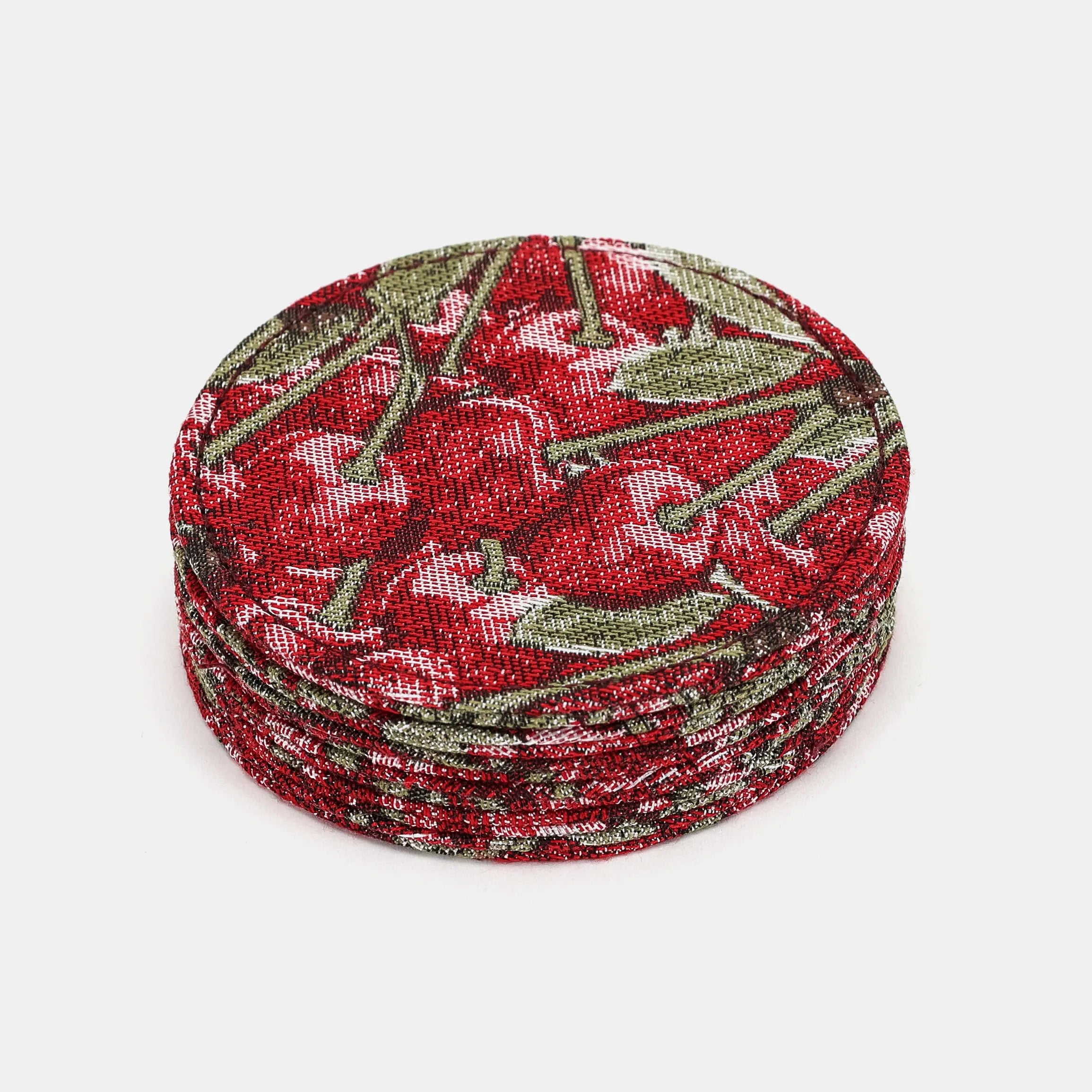 Cherry Cascade Round Coaster Set with Holder of America-coasters